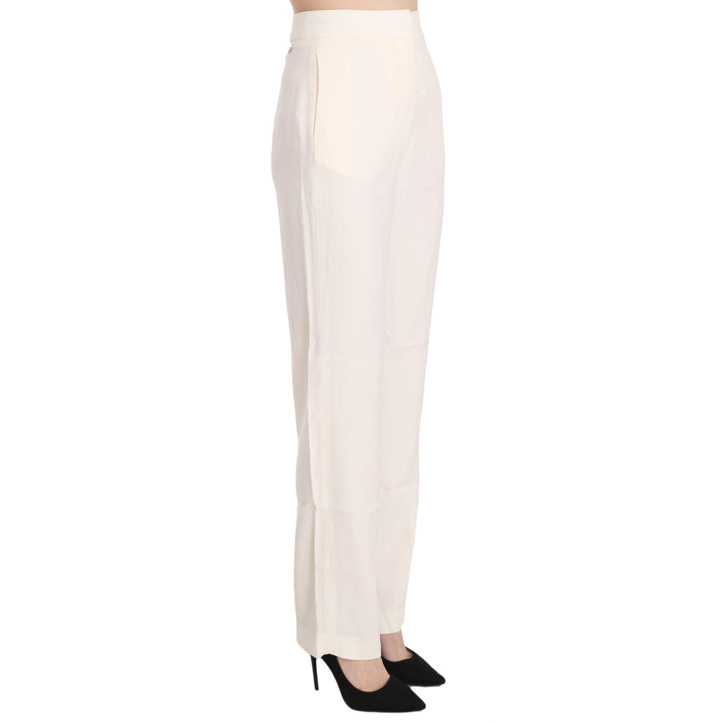 White High Waist Straight Cut Dress Trouser Pants
