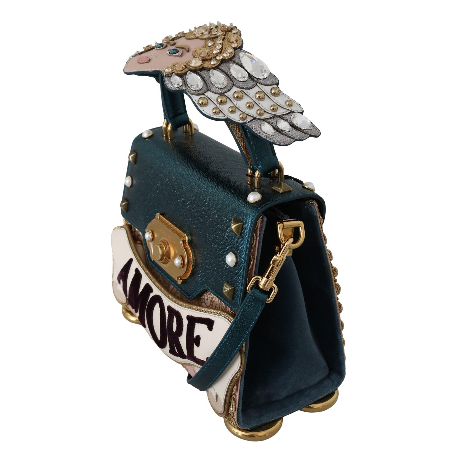 Blue Leather Angel Amore Crossbody WELCOME Purse - coffeewithmee2