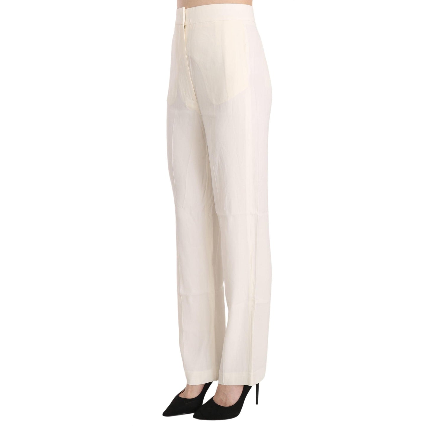 White High Waist Straight Cut Dress Trouser Pants
