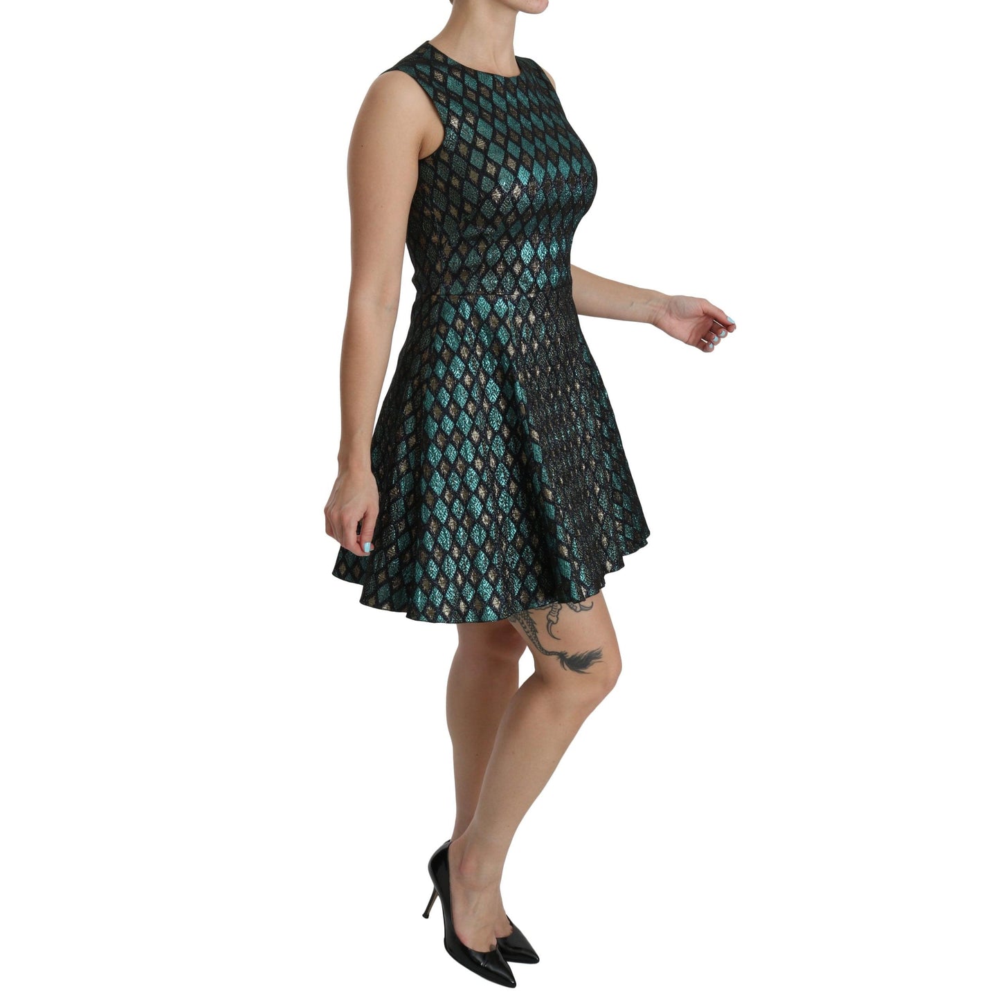 Blue Gold A-line Shift Gown Women Dress