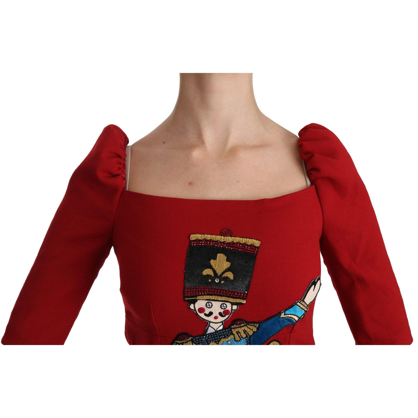 Red Sequined Toy Shift A-line Wool Dress