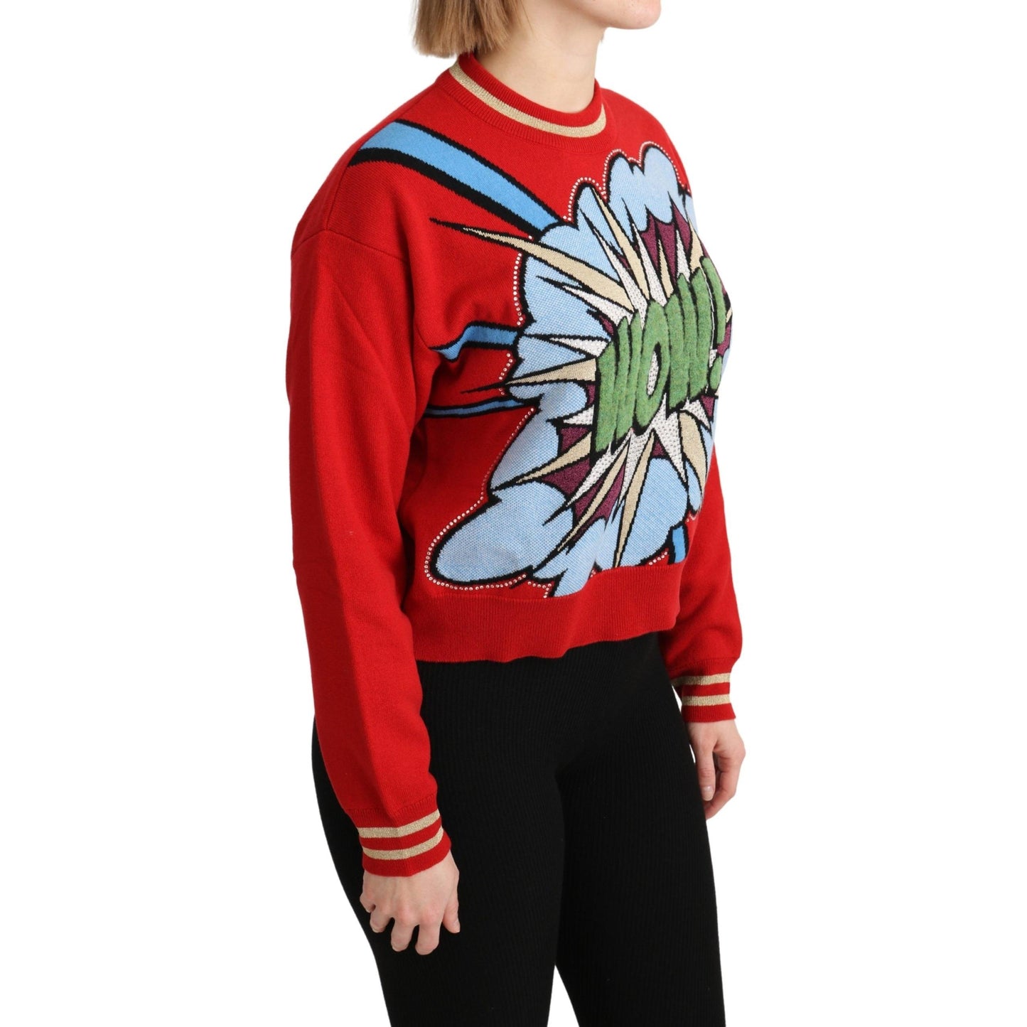 Red Knitted Cashmere Cartoon Top Sweater