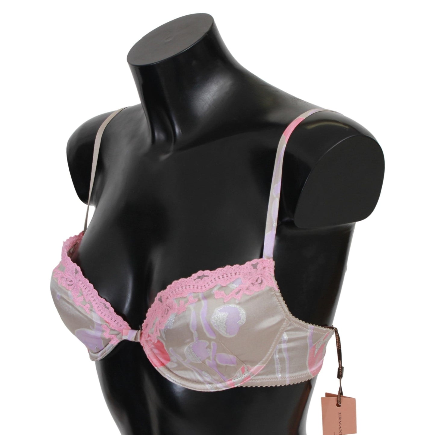 Pink Lace Silk Stretch Push Up Underwear