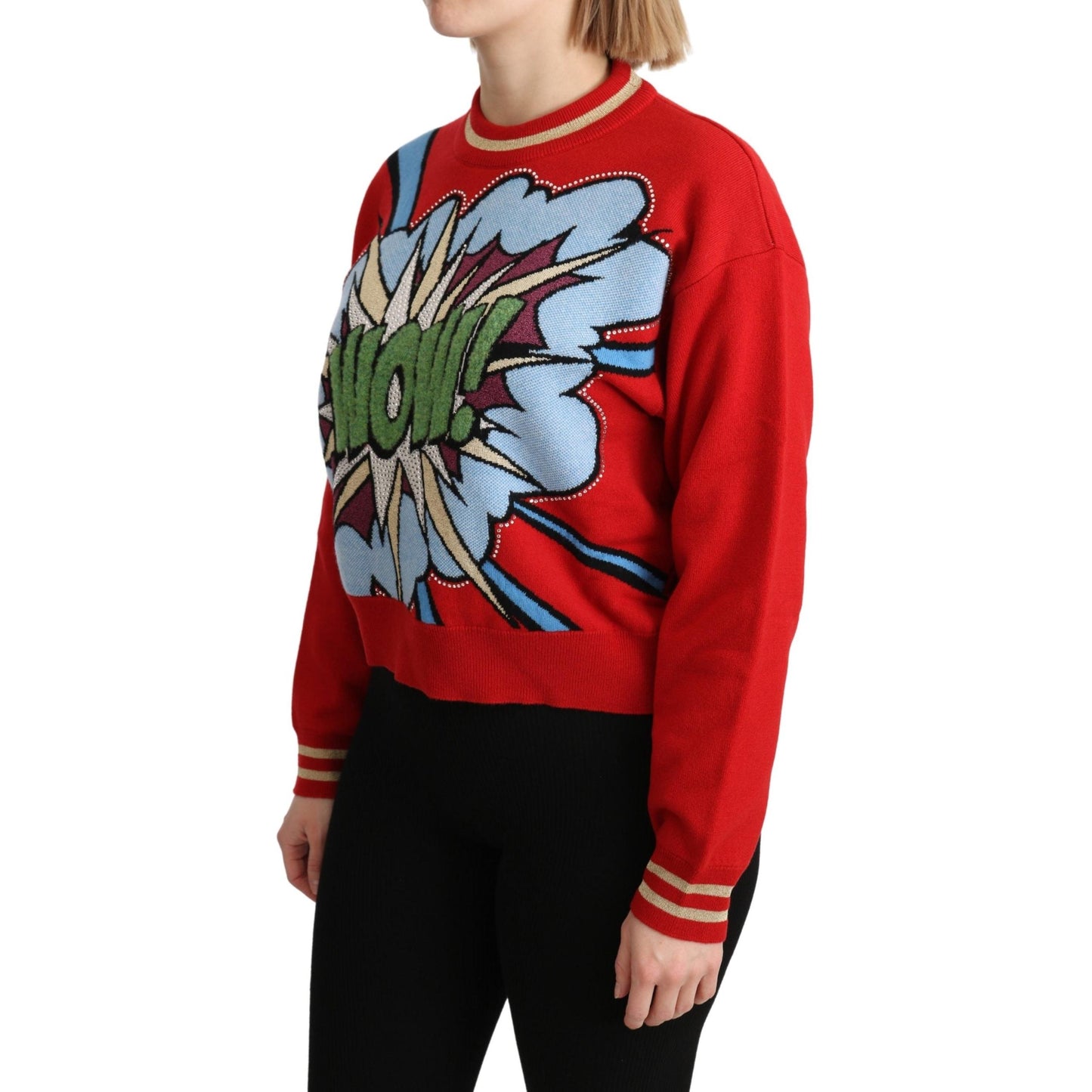Red Knitted Cashmere Cartoon Top Sweater