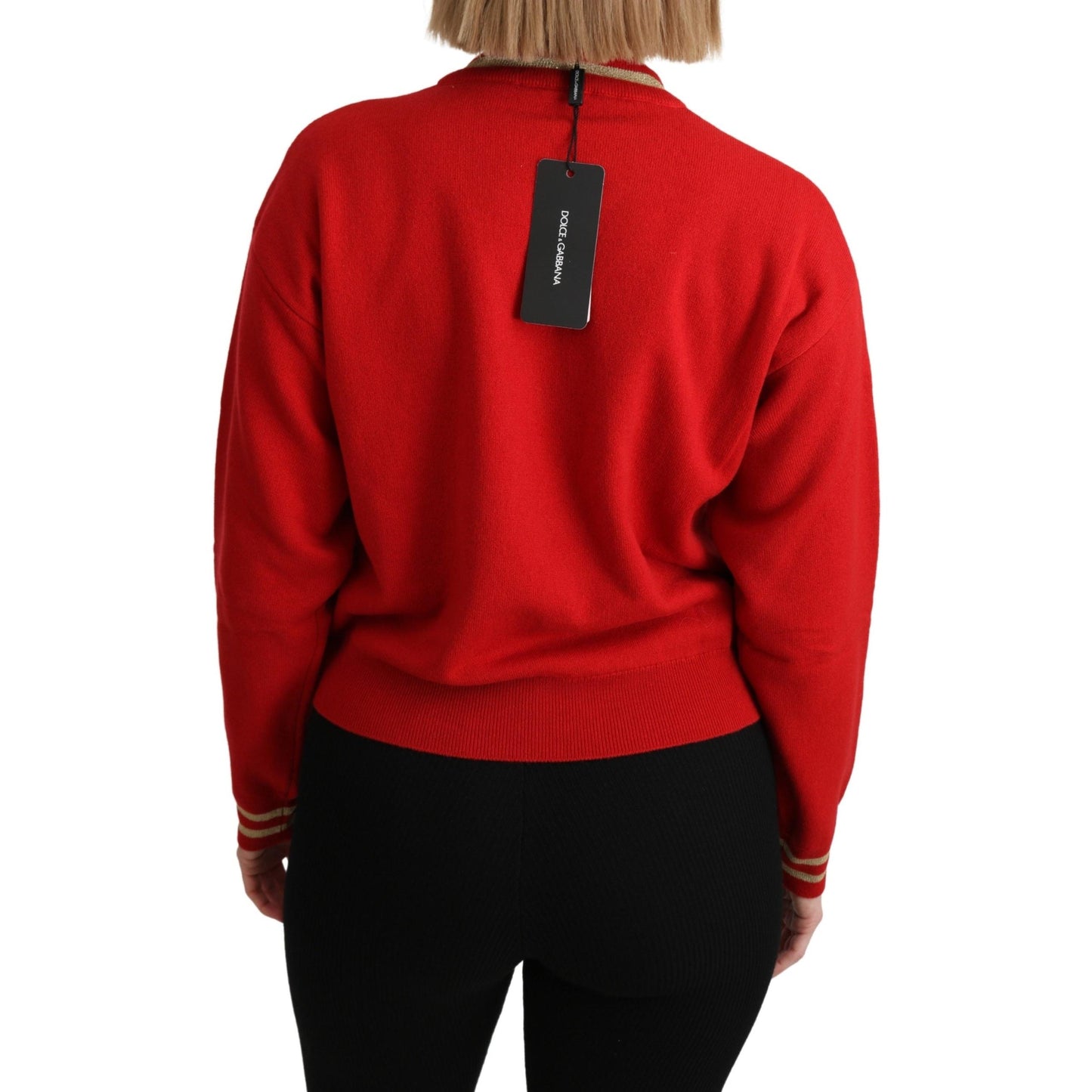Red Knitted Cashmere Cartoon Top Sweater