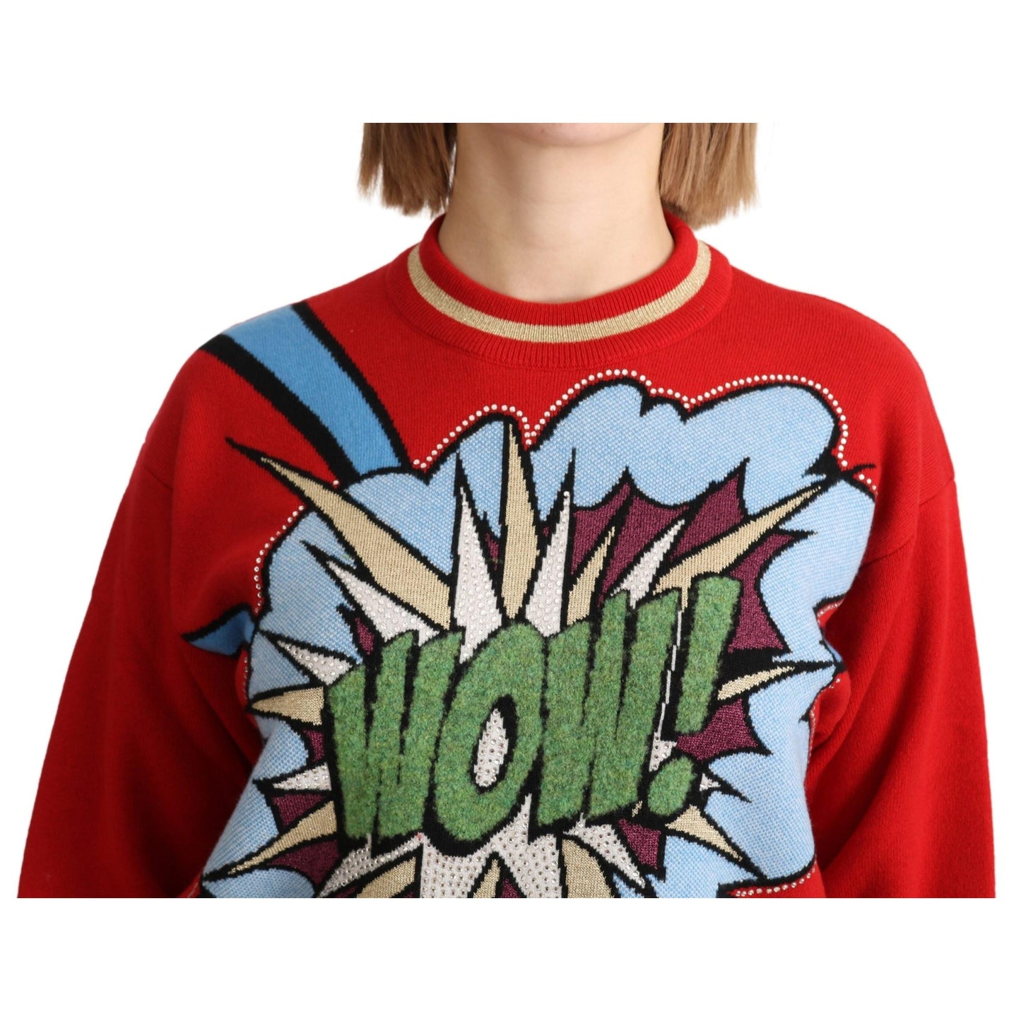 Red Knitted Cashmere Cartoon Top Sweater