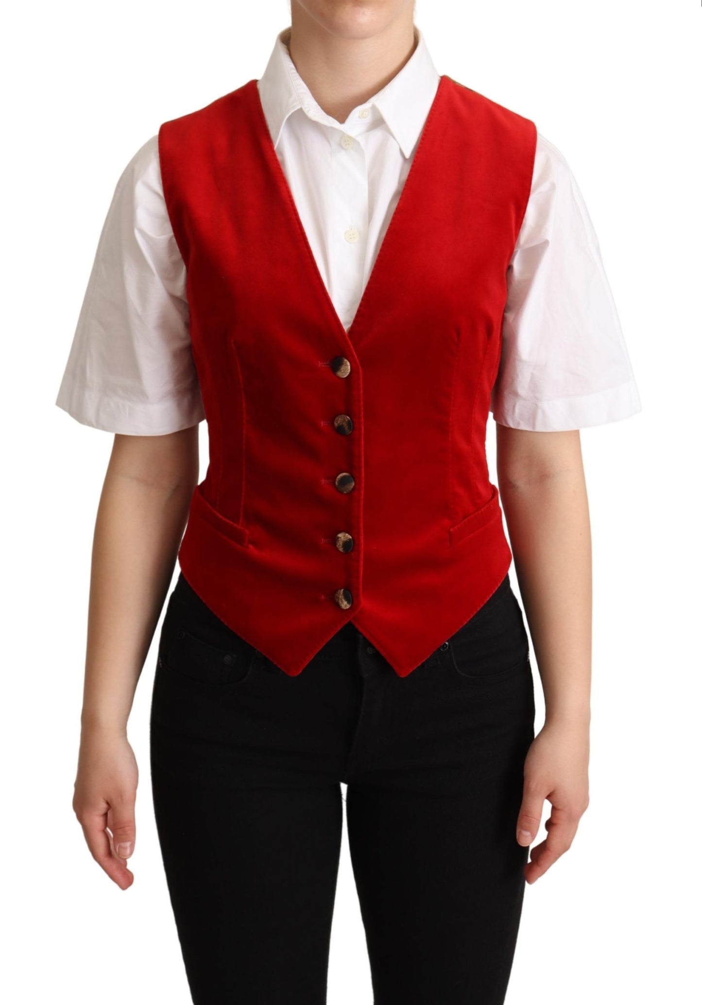 Red Brown Leopard Print Waistcoat Vest