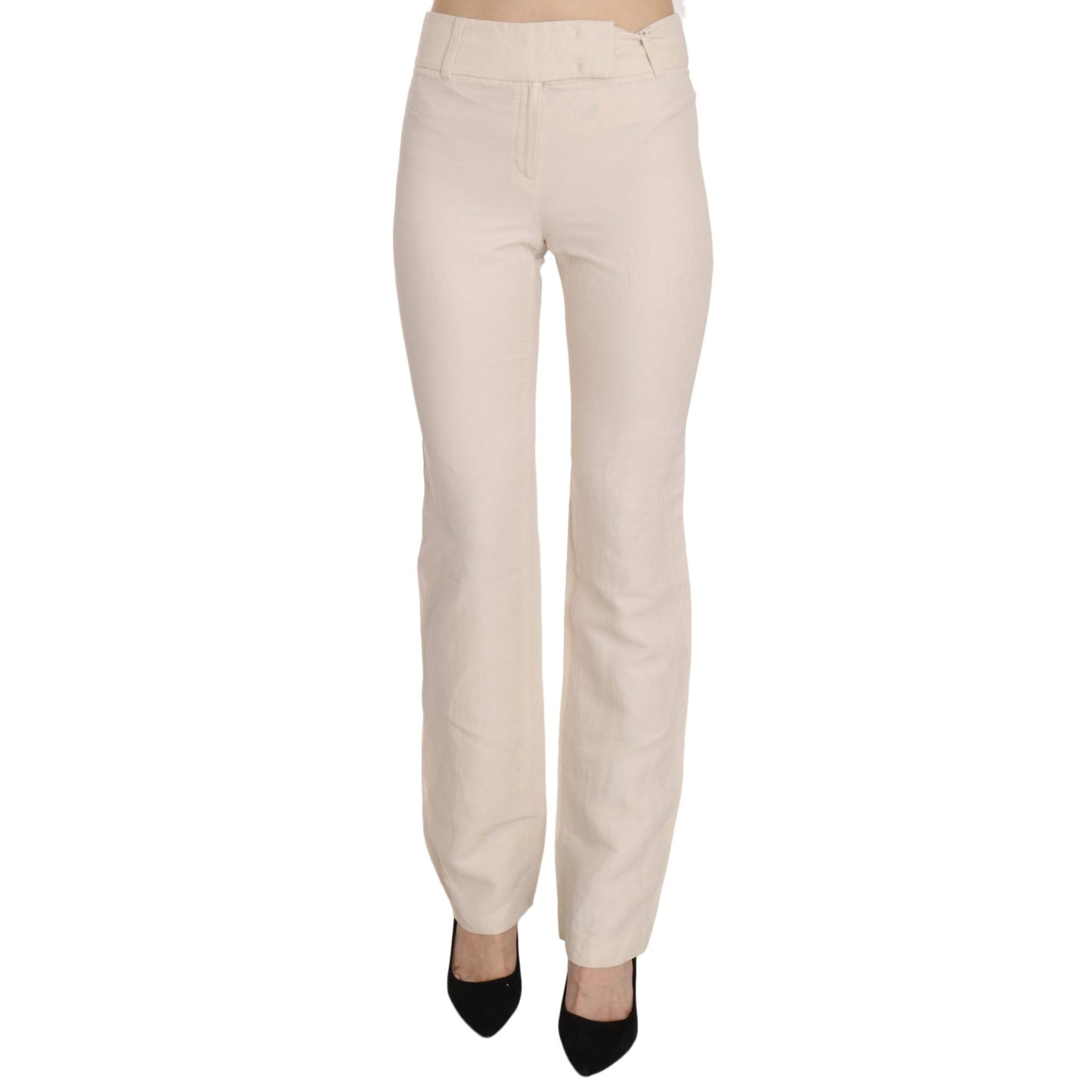 White High Waist Silk Blend Flared Dress Trousers Pants
