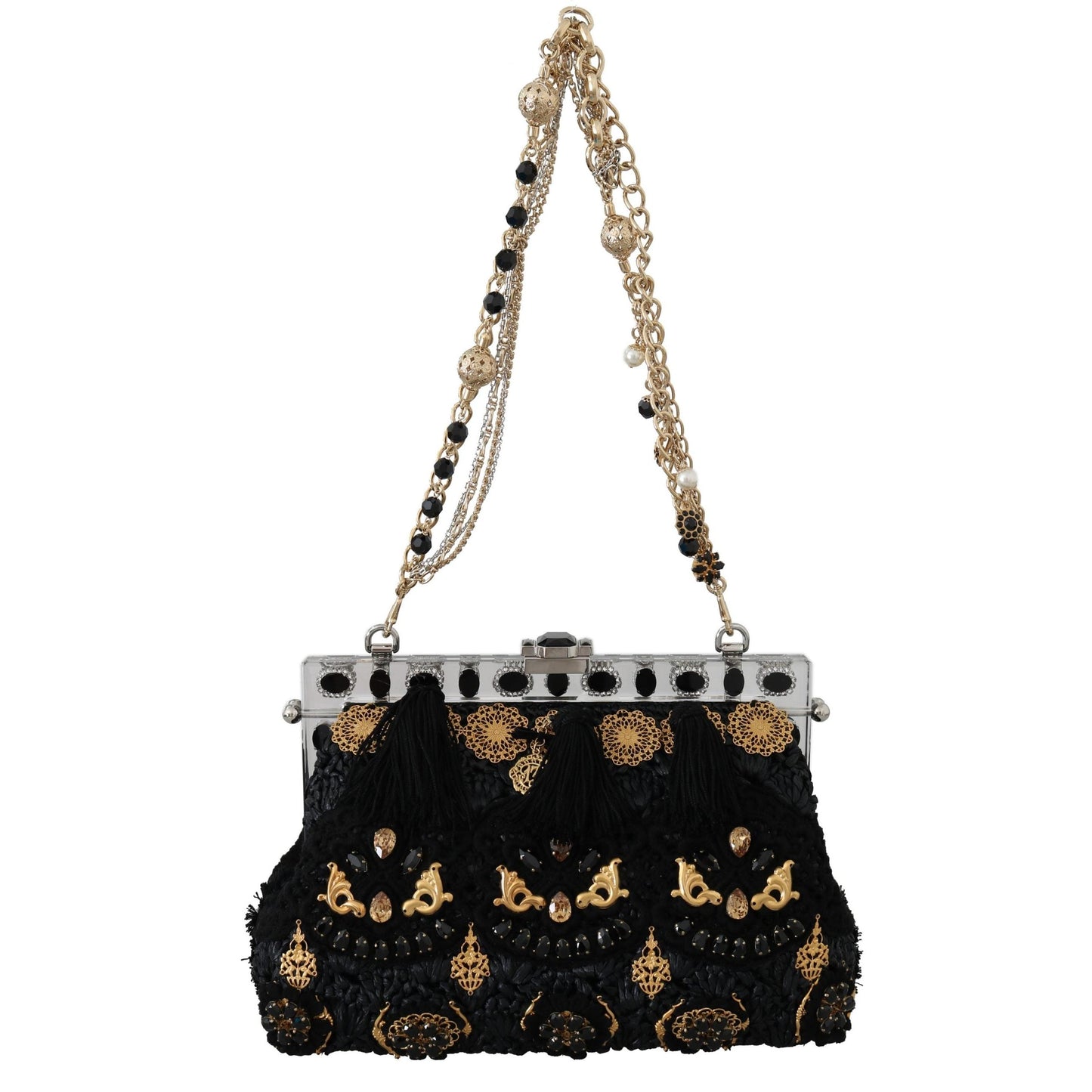 VANDA Black Tassel Gold Baroque Crystal Purse - coffeewithmee2