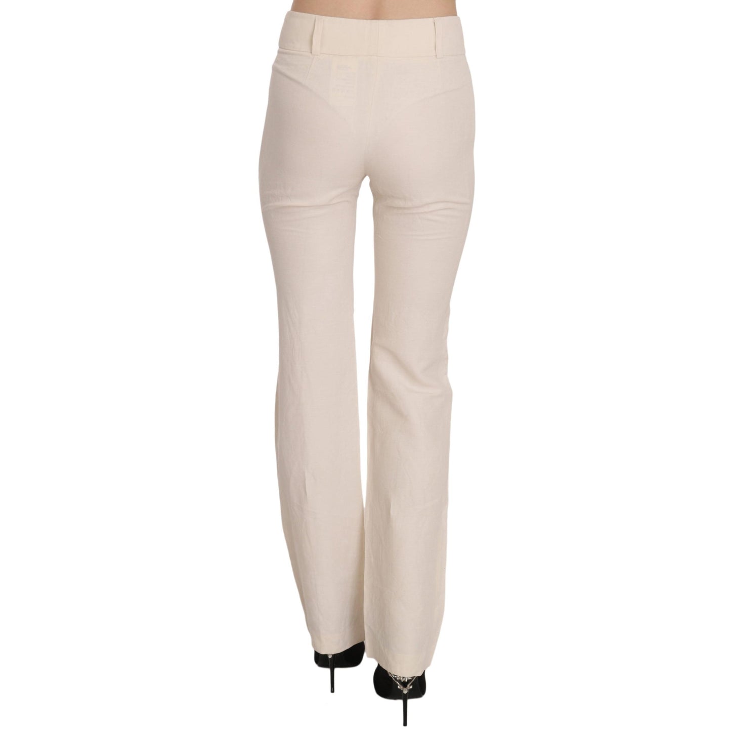 White High Waist Silk Blend Flared Dress Trousers Pants