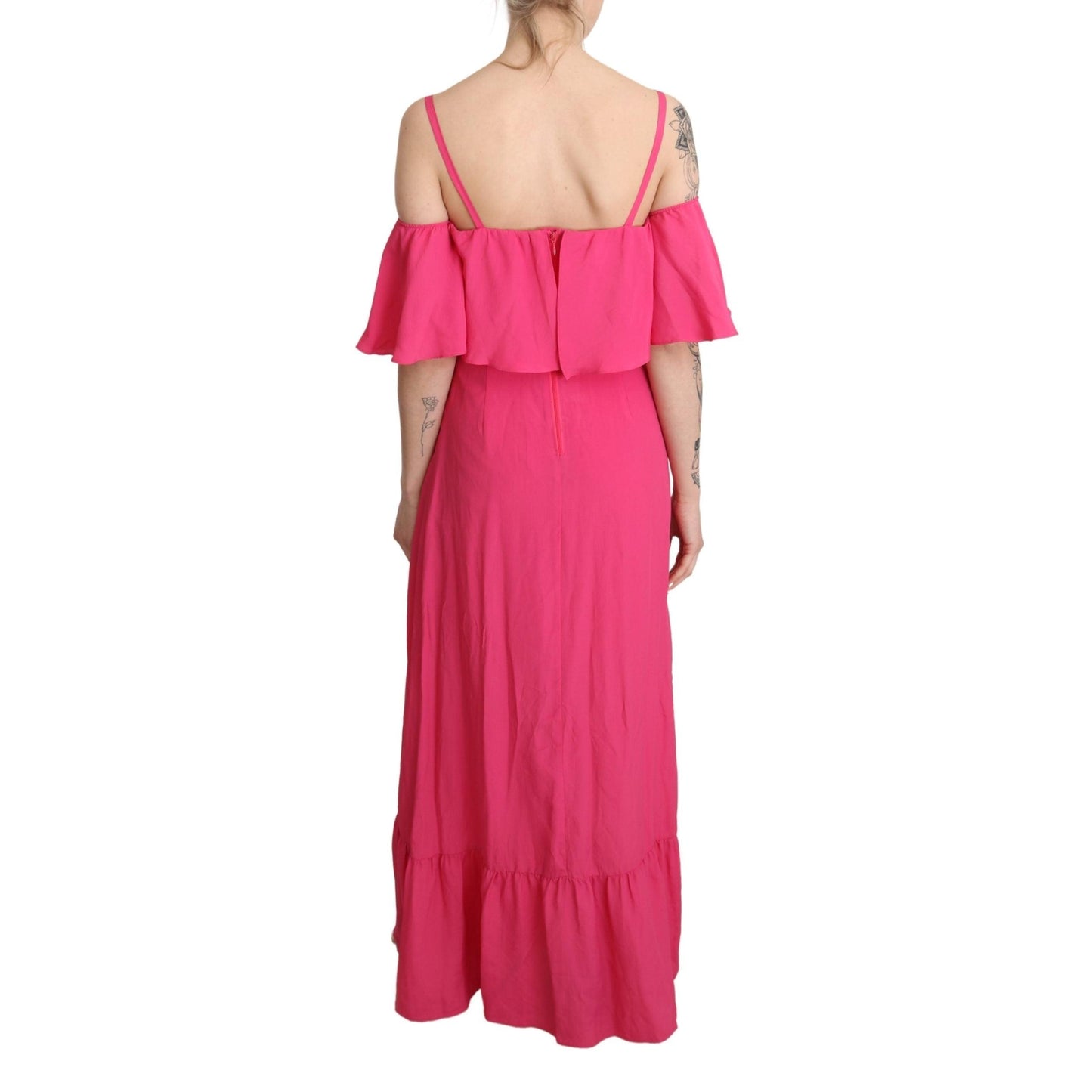 Pink Fuchsia A-line Off Shoulder Floor Length Dress