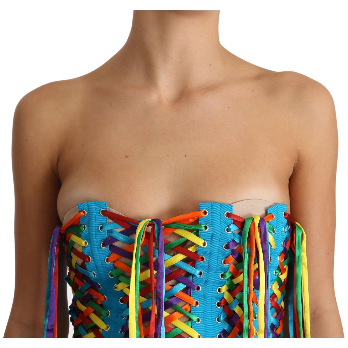 Multicolor Strings Bustier Polyester Corset Top