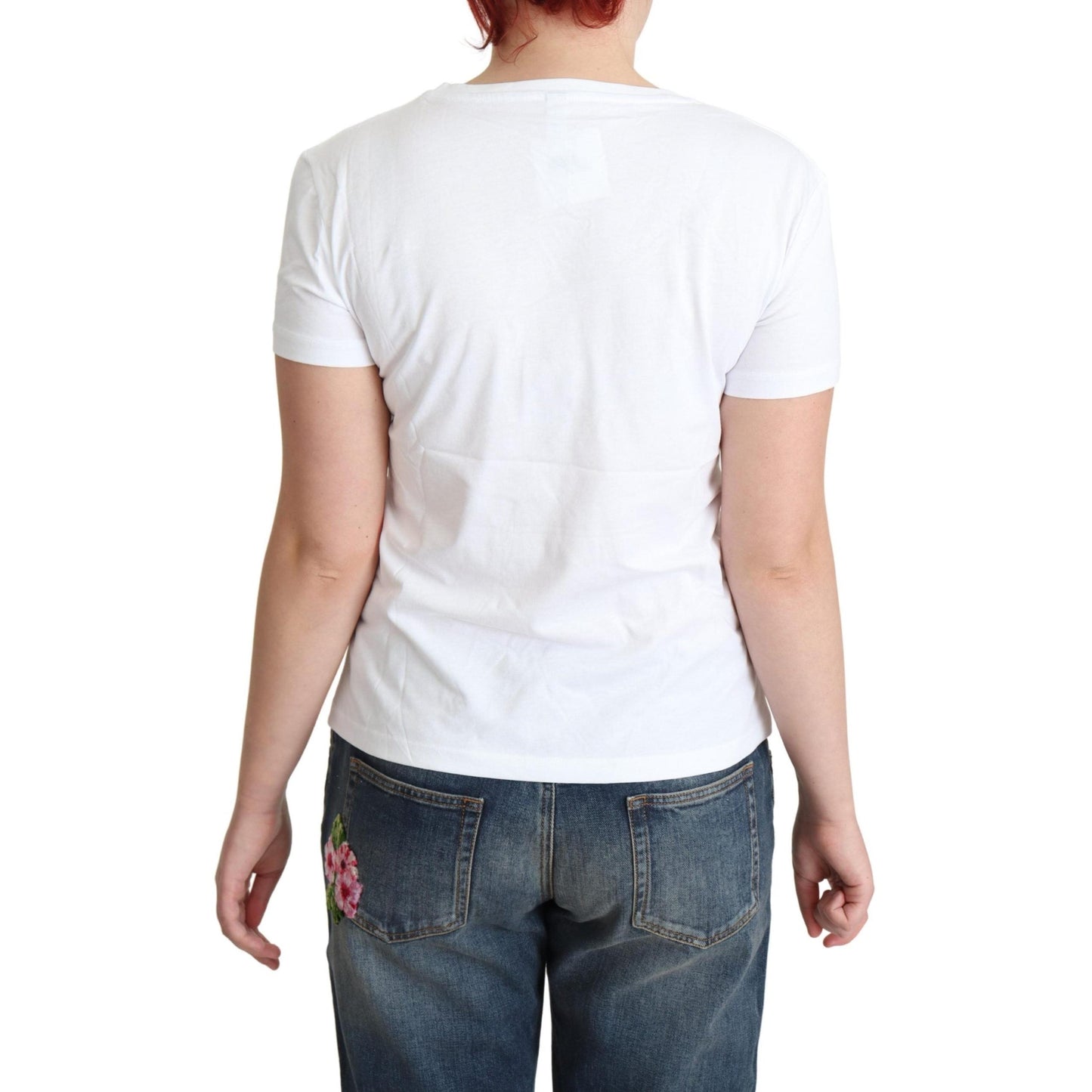 White Cotton Graphic Triangle Print T-shirt