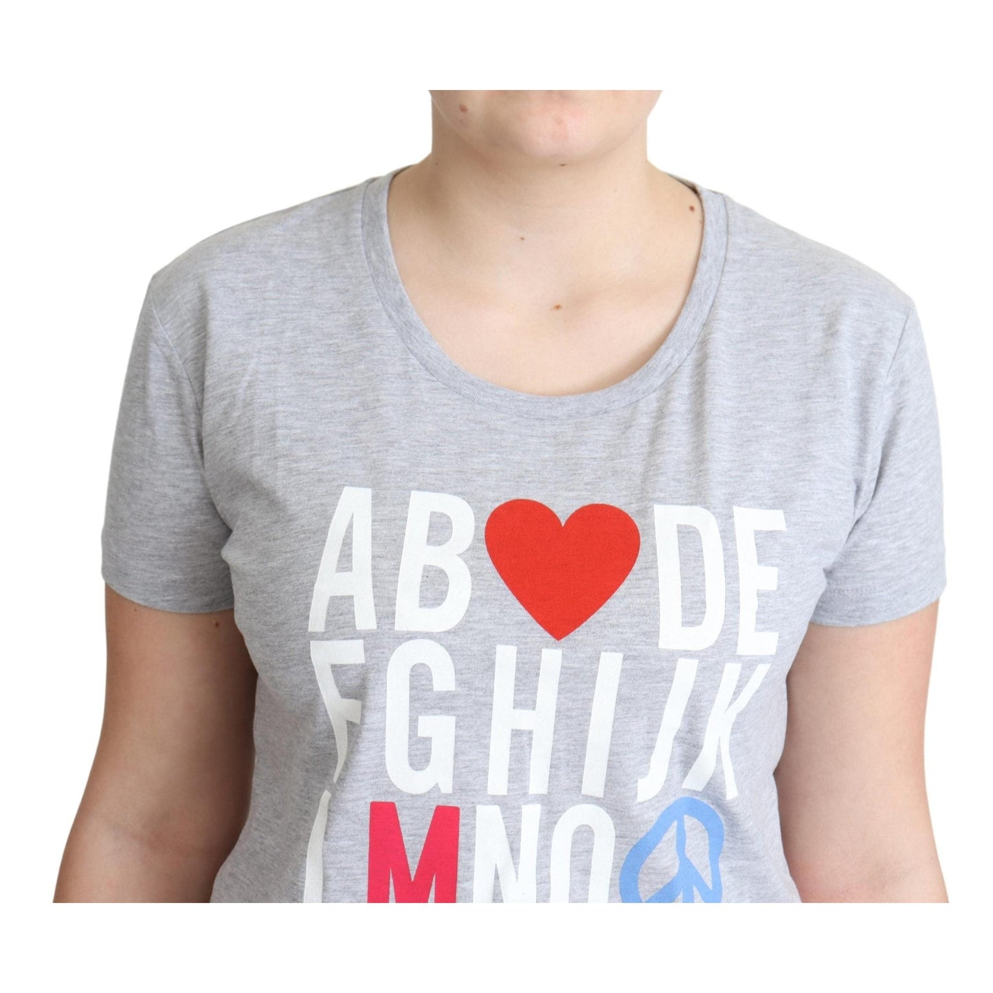 Gray Cotton Alphabet Letter Print T-shirt