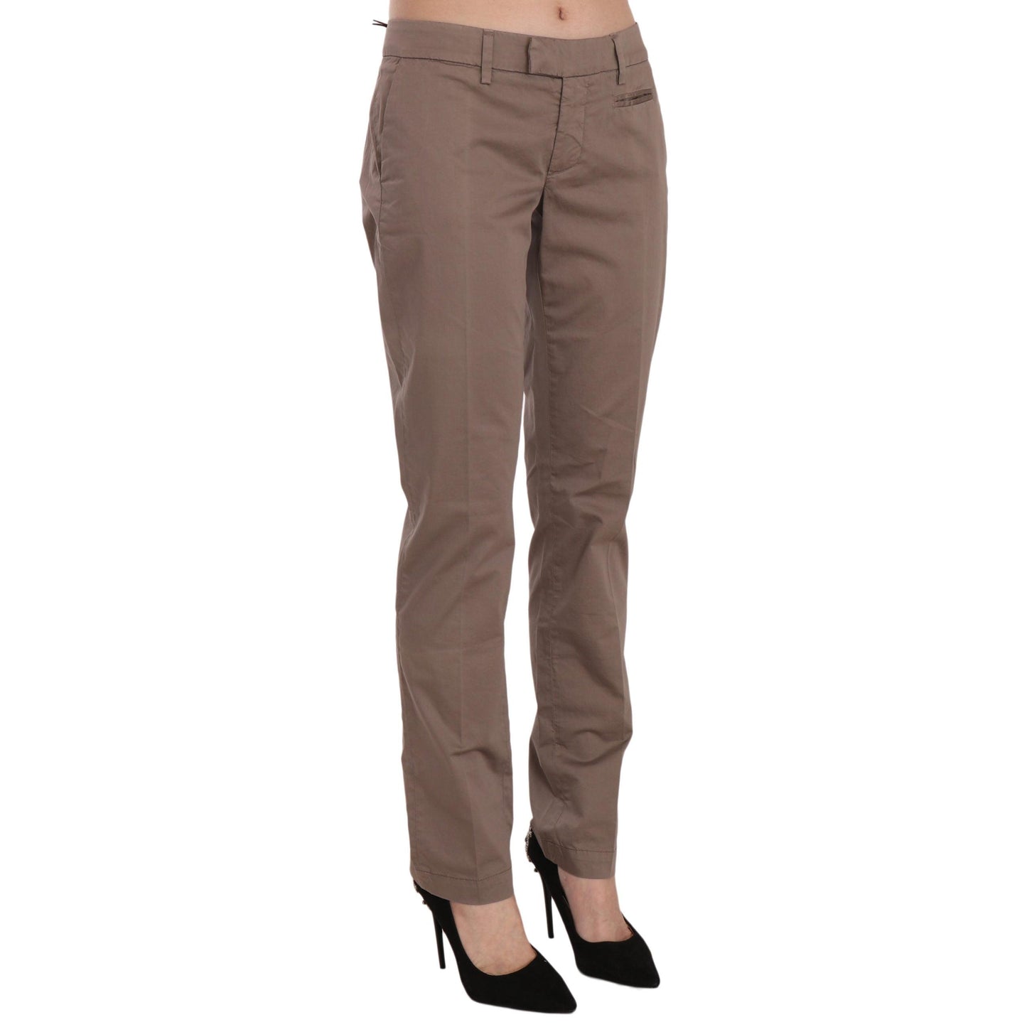 Brown Low Waist Straight Cut Trouser Pant