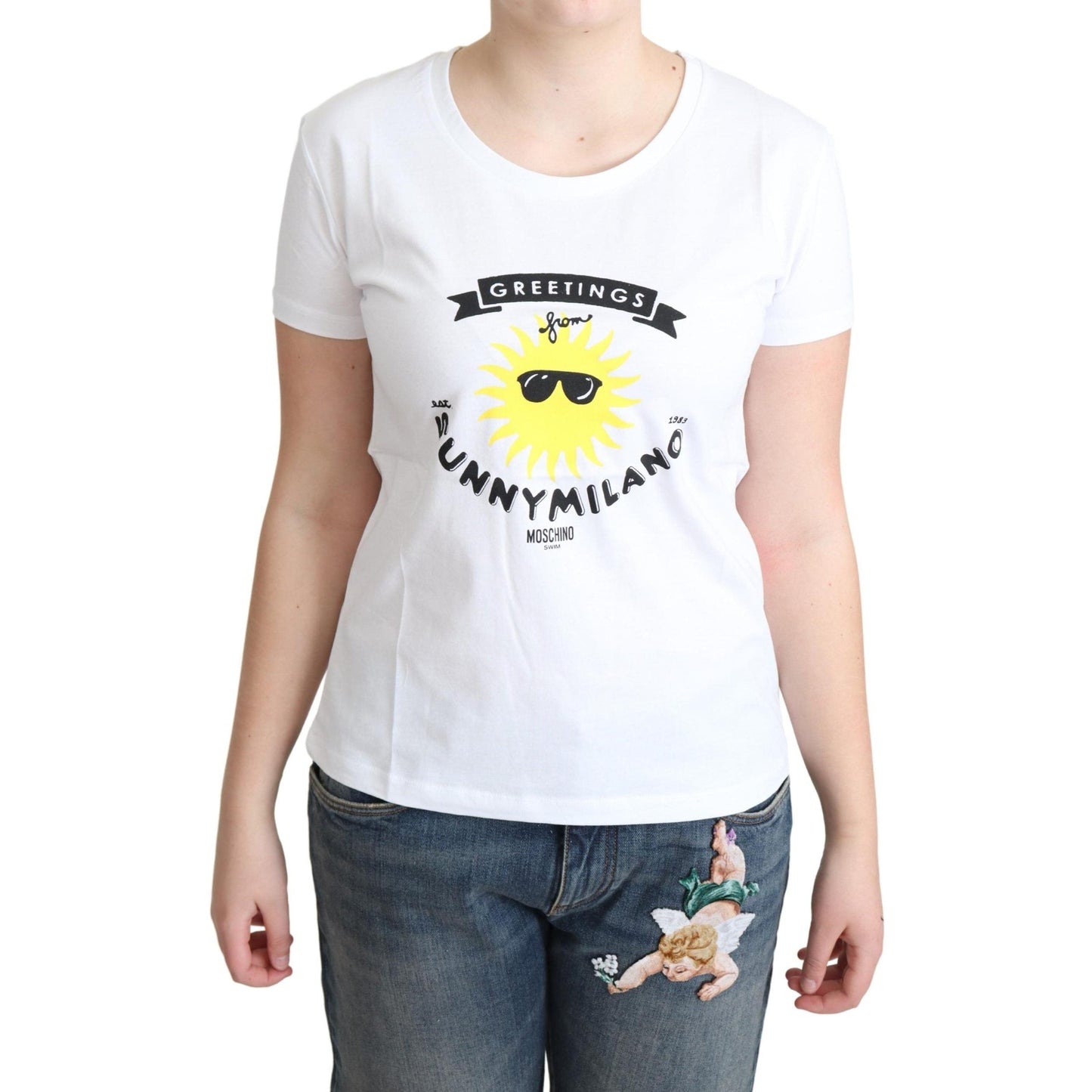 White Cotton Sunny Milano Print T-shirt