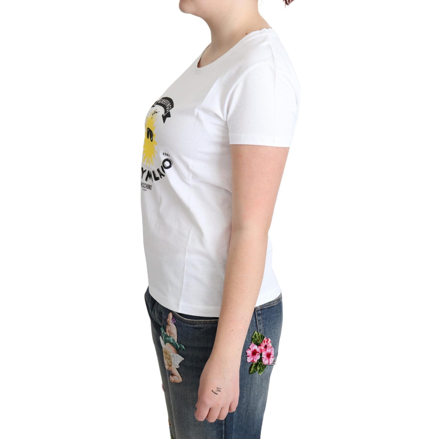 White Cotton Sunny Milano Print T-shirt