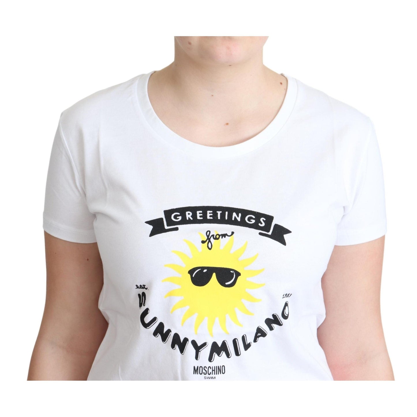 White Cotton Sunny Milano Print T-shirt