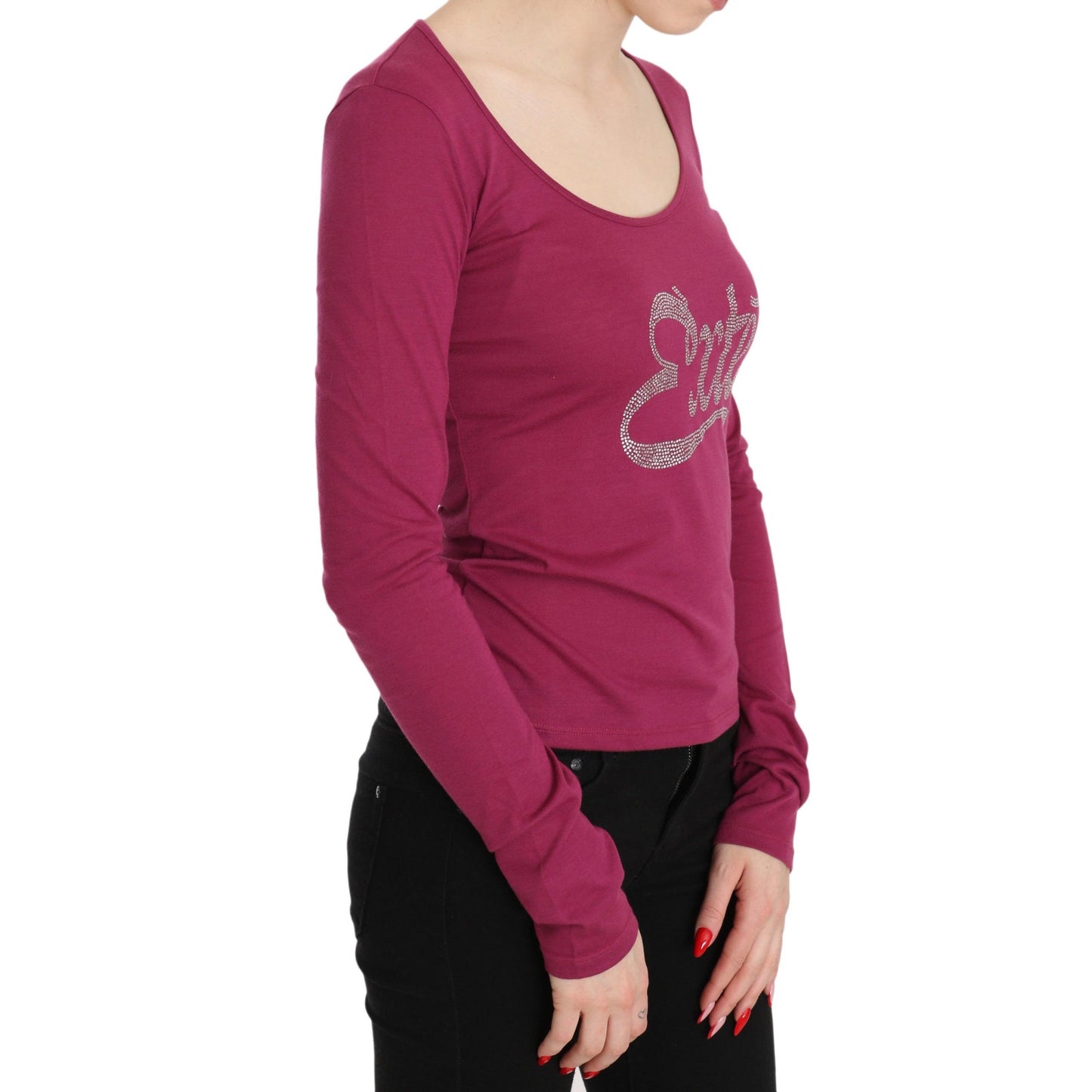 Pink Exte Crystal Embellished Long Sleeve Top
