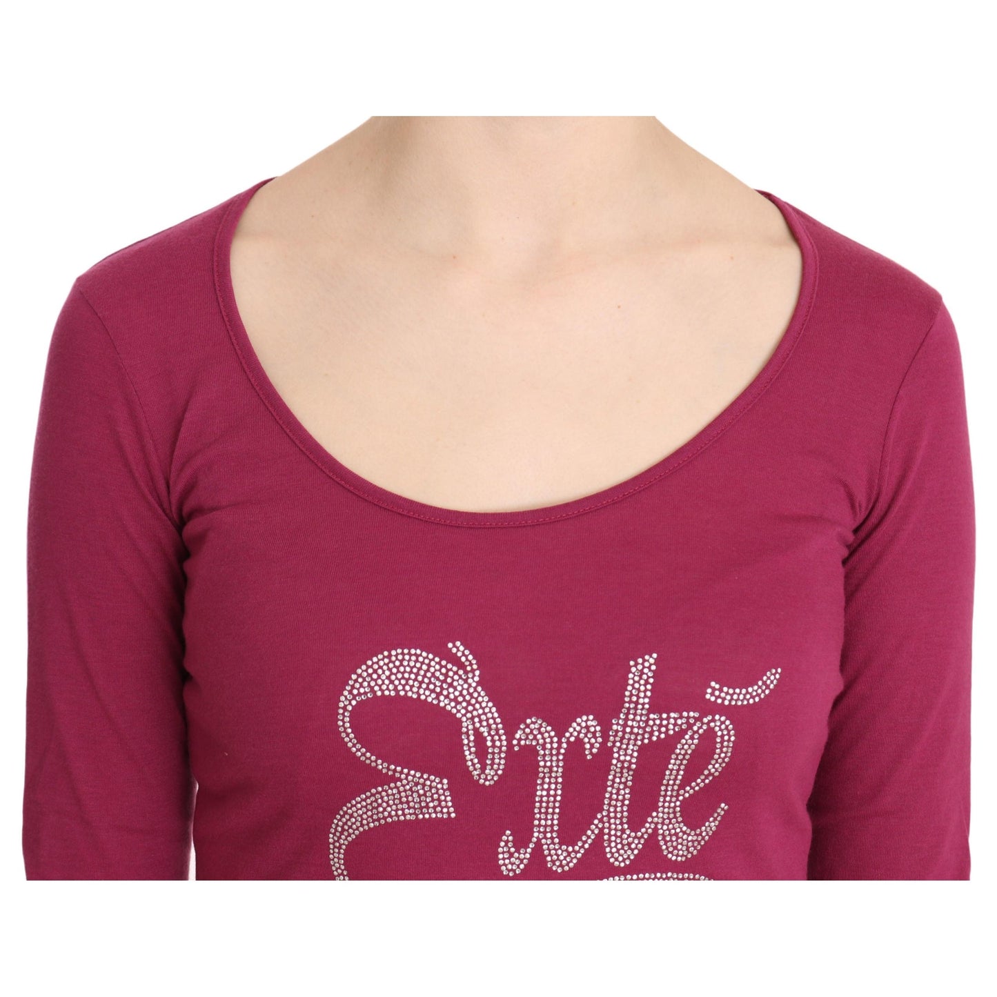 Pink Exte Crystal Embellished Long Sleeve Top