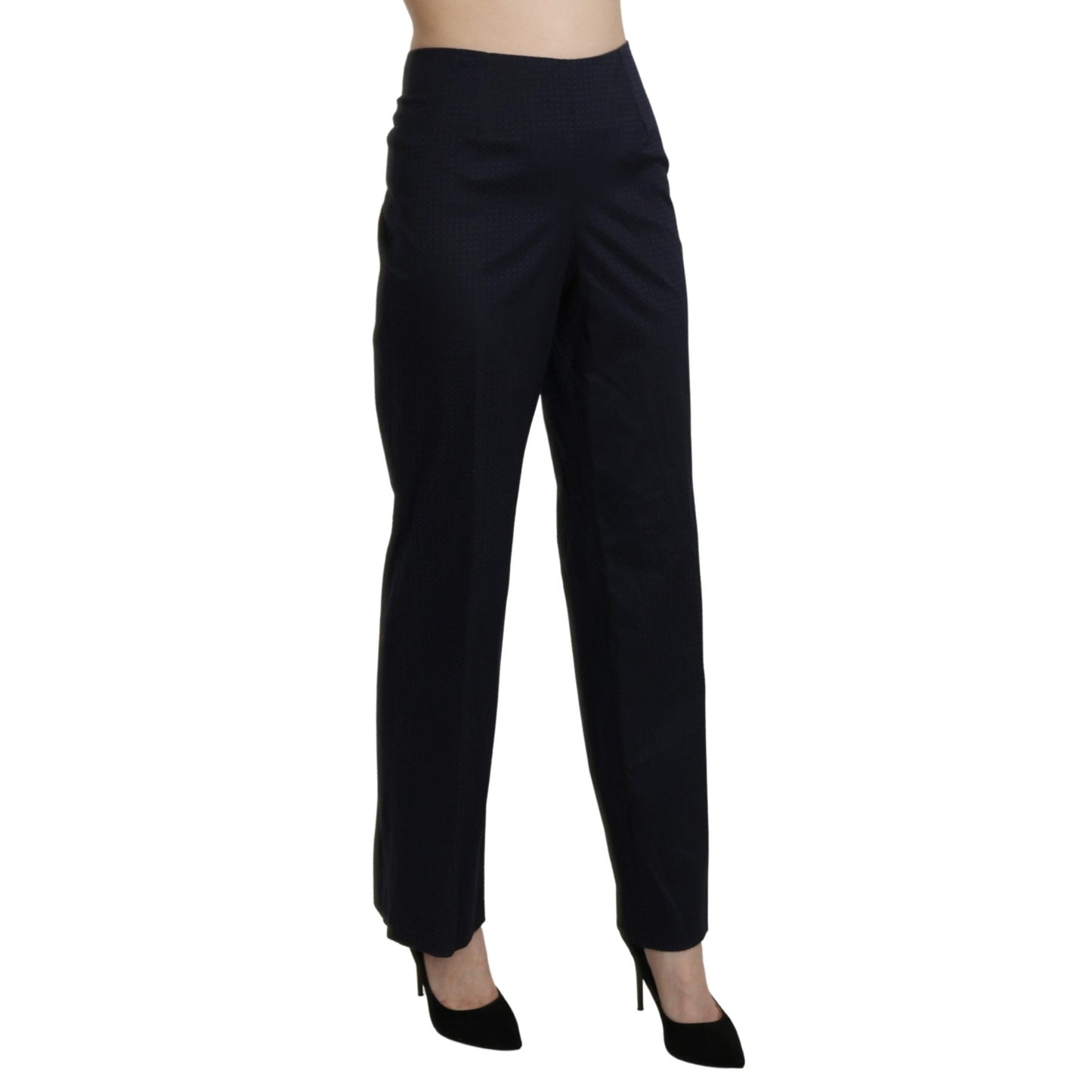 Navy Blue High Waist Straight Dress Trouser Pants