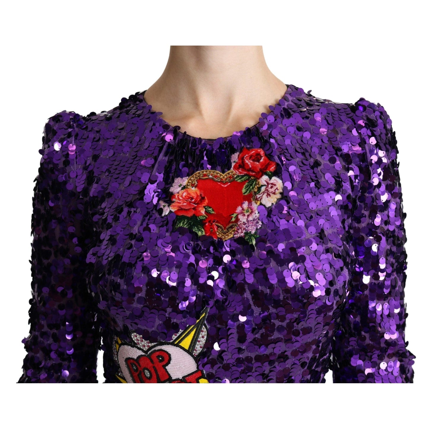 Purple Sequined Mermaid Midi Embellished Dress