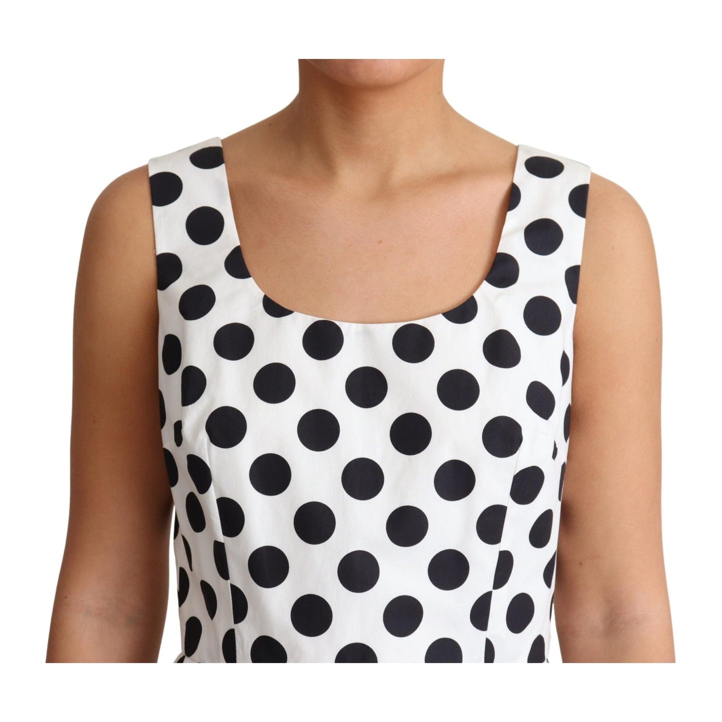 White Polka Dotted Cotton A-Line Dress