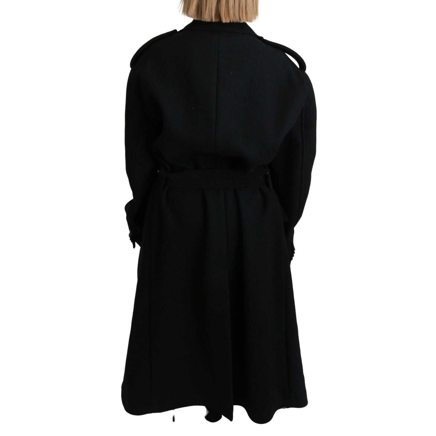 Virgin Wool Black Blazer Trenchcoat Jacket