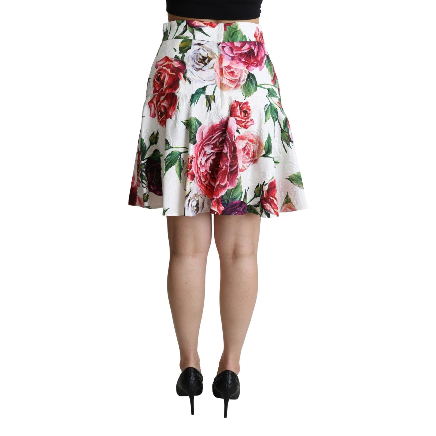 White Floral A-line High Waist Mini Skirt