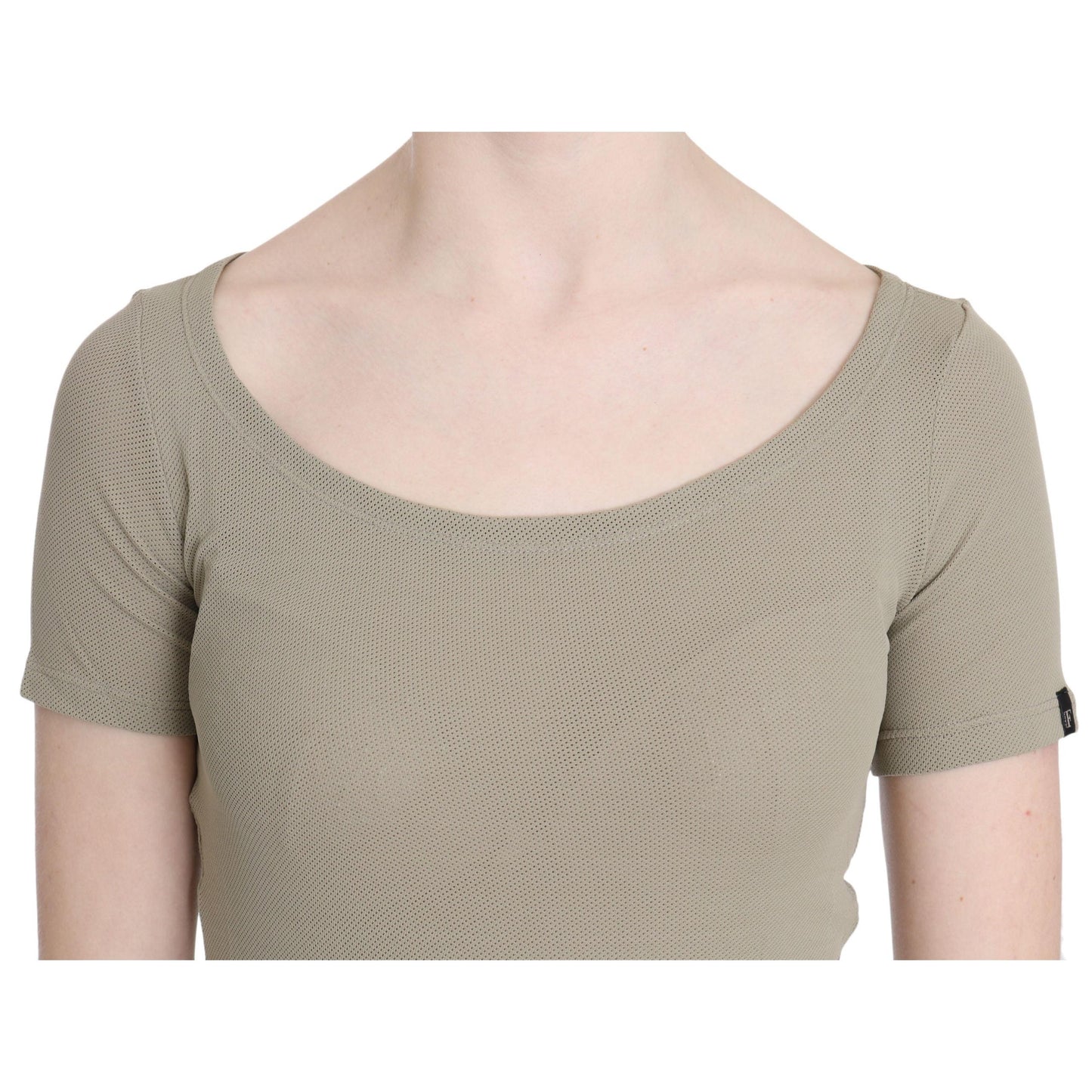 Gray 100% Nylon Short Sleeve Casual Tank Top Blouse