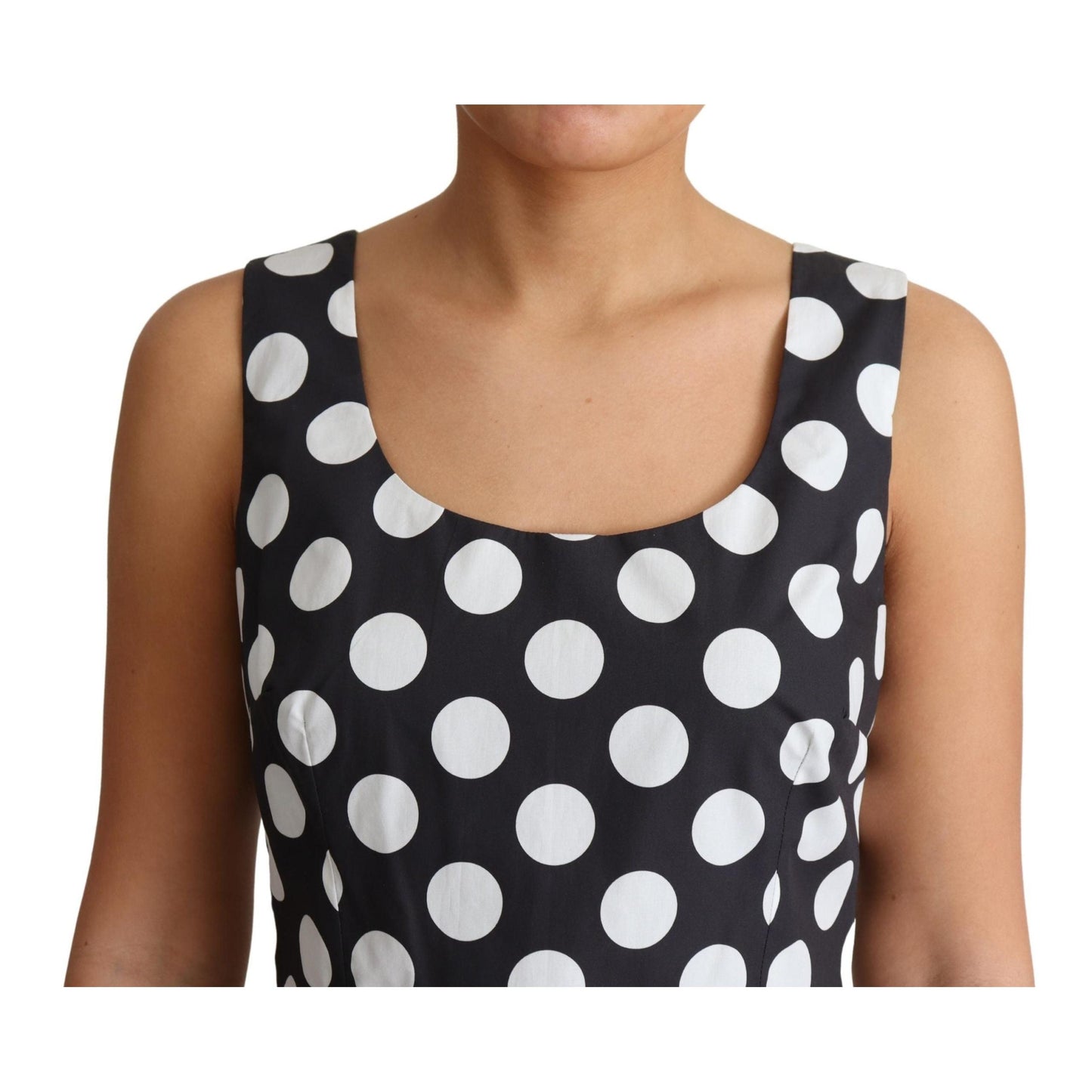 Blue Polka Dotted Cotton A-Line Dress