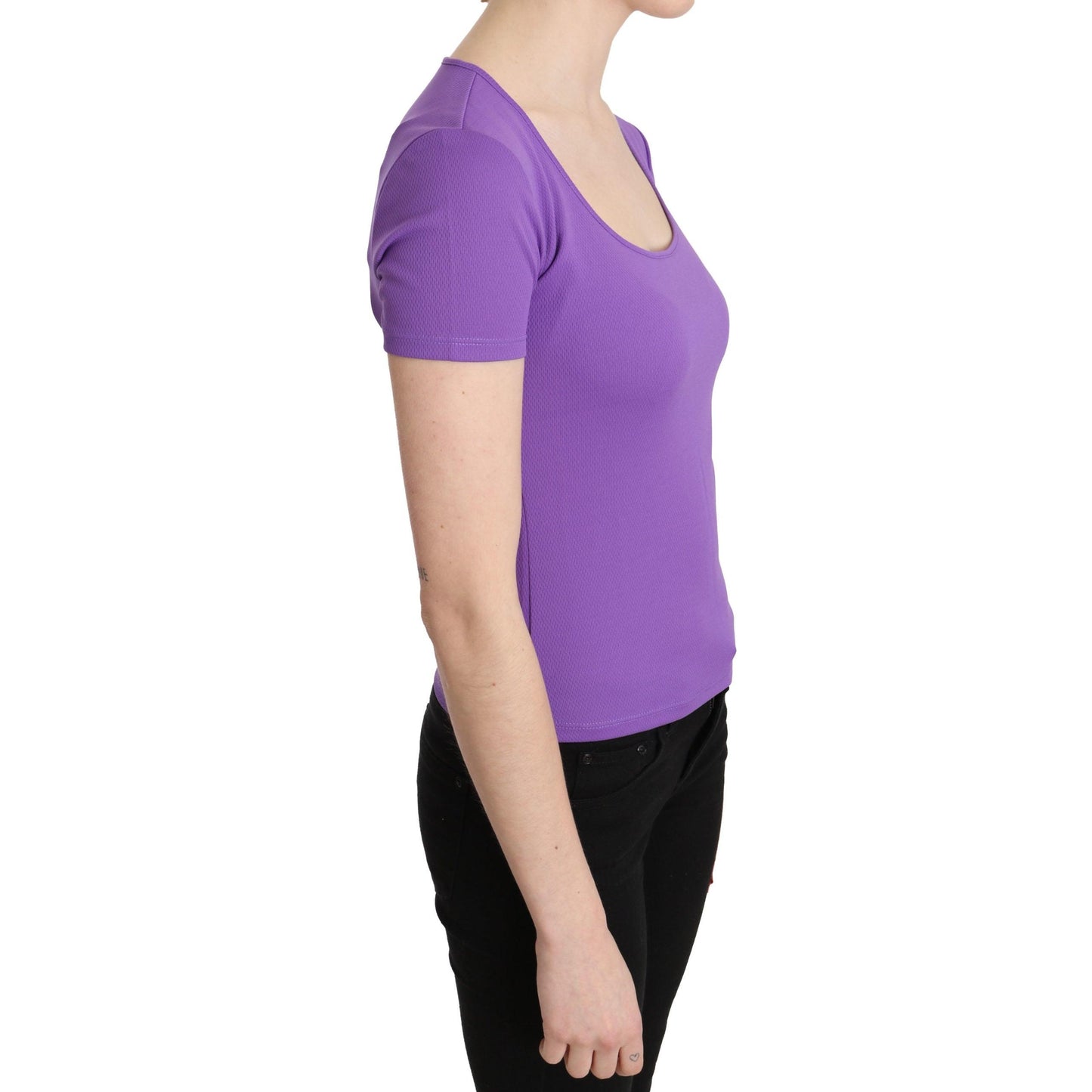 Purple 100% Polyester Short Sleeve Top Blouse