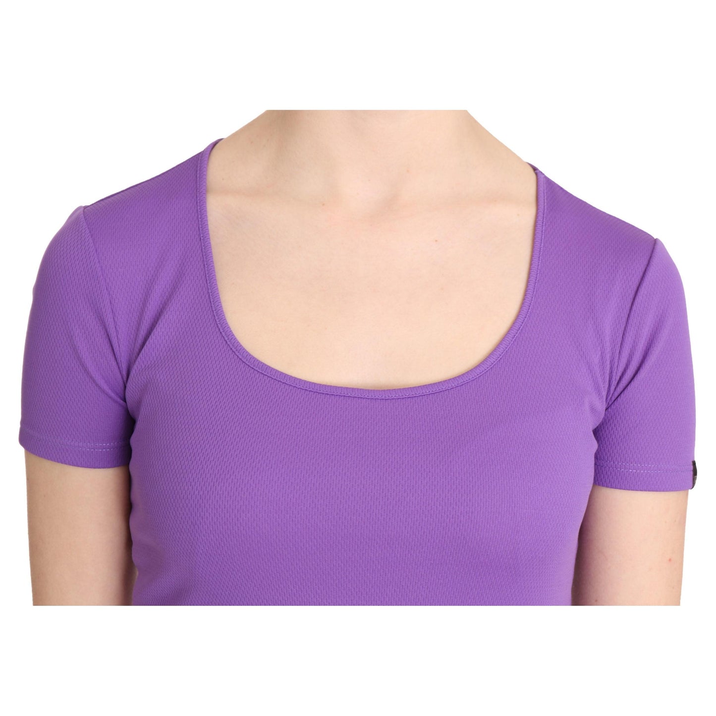 Purple 100% Polyester Short Sleeve Top Blouse