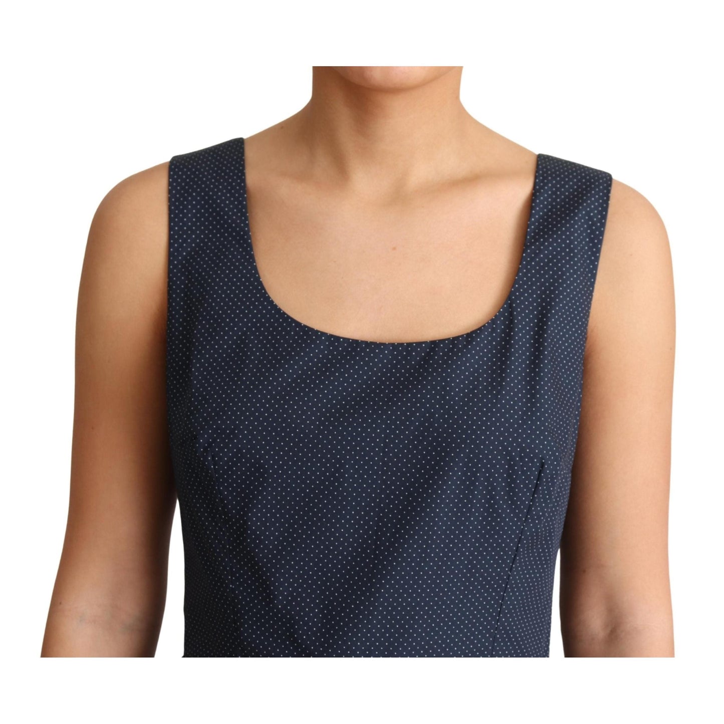 Blue Polka Dotted Cotton A-Line Dress