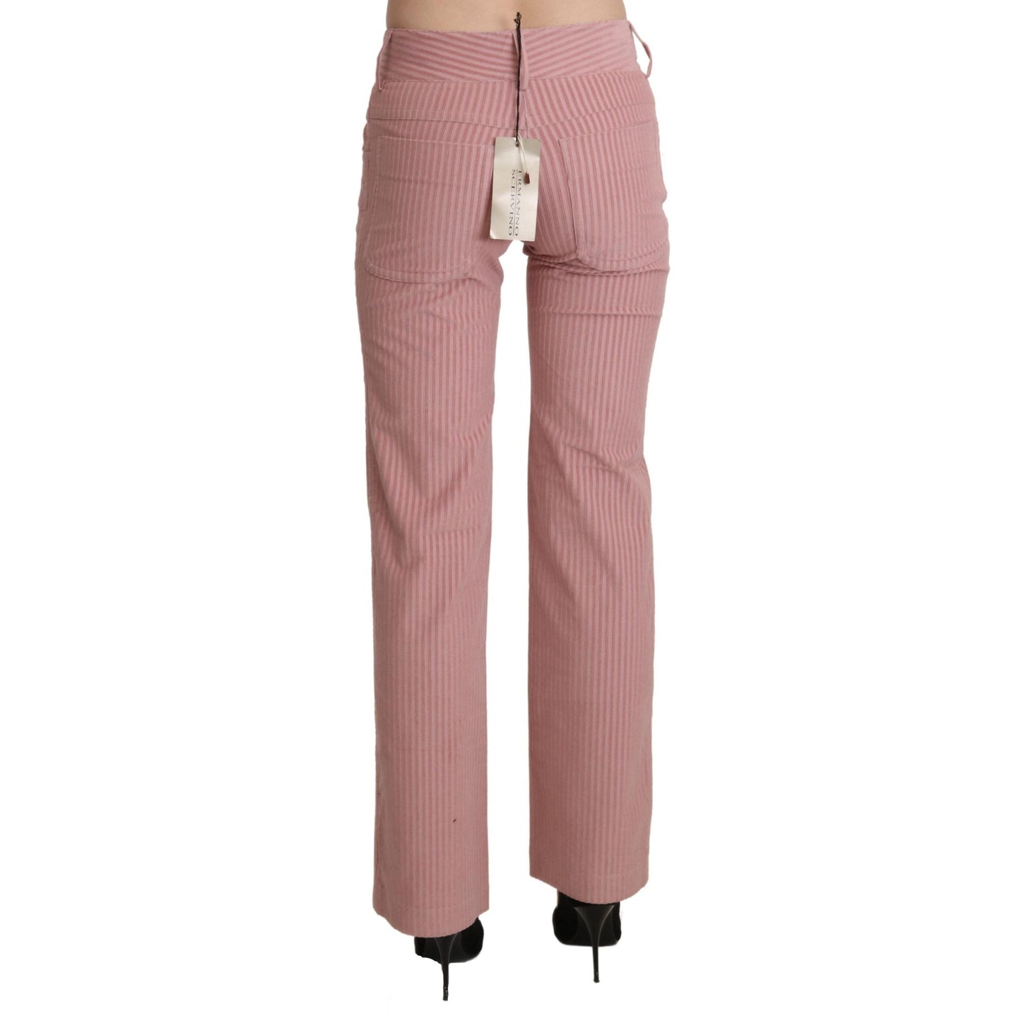 Pink Mid Waist Straight Trouser Cotton Pants