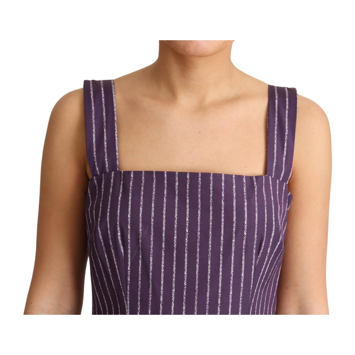 Purple Striped Cotton A-Line Stretch Dress
