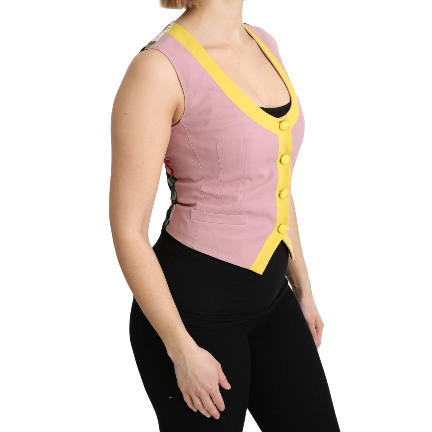 Pink Sleeveless Waistcoat Vest Cotton Top