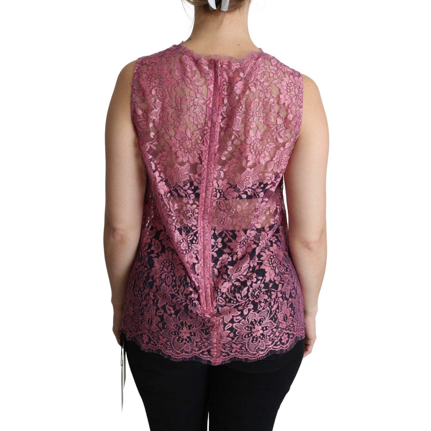 Pink Floral Taormina Lace Top Blouse