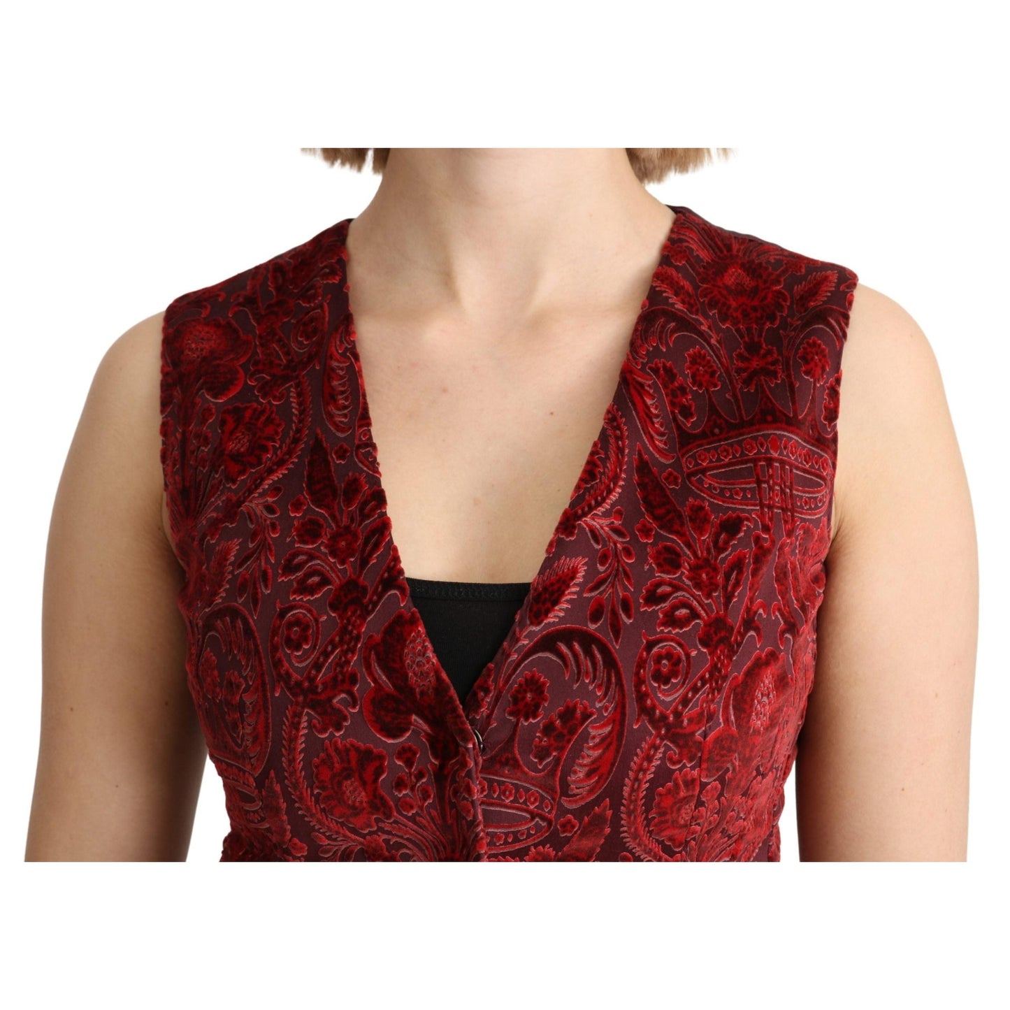 Bordeaux Brocade Waistcoat Vest Cotton Top