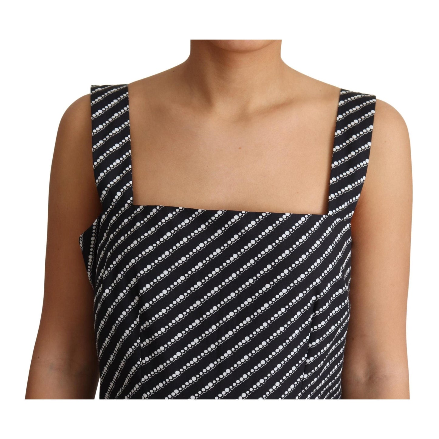 Blue Dotted Cotton A-Line Gown Dress