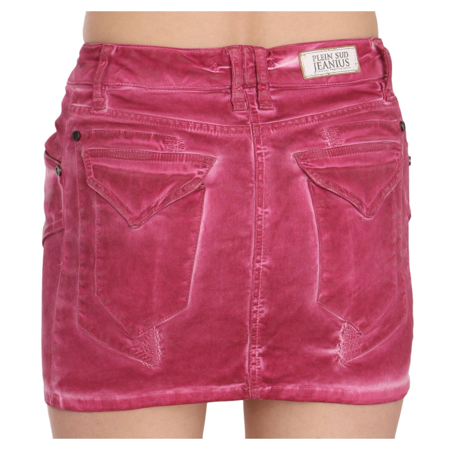 Pink Cotton Stretch Casual Mini Skirt