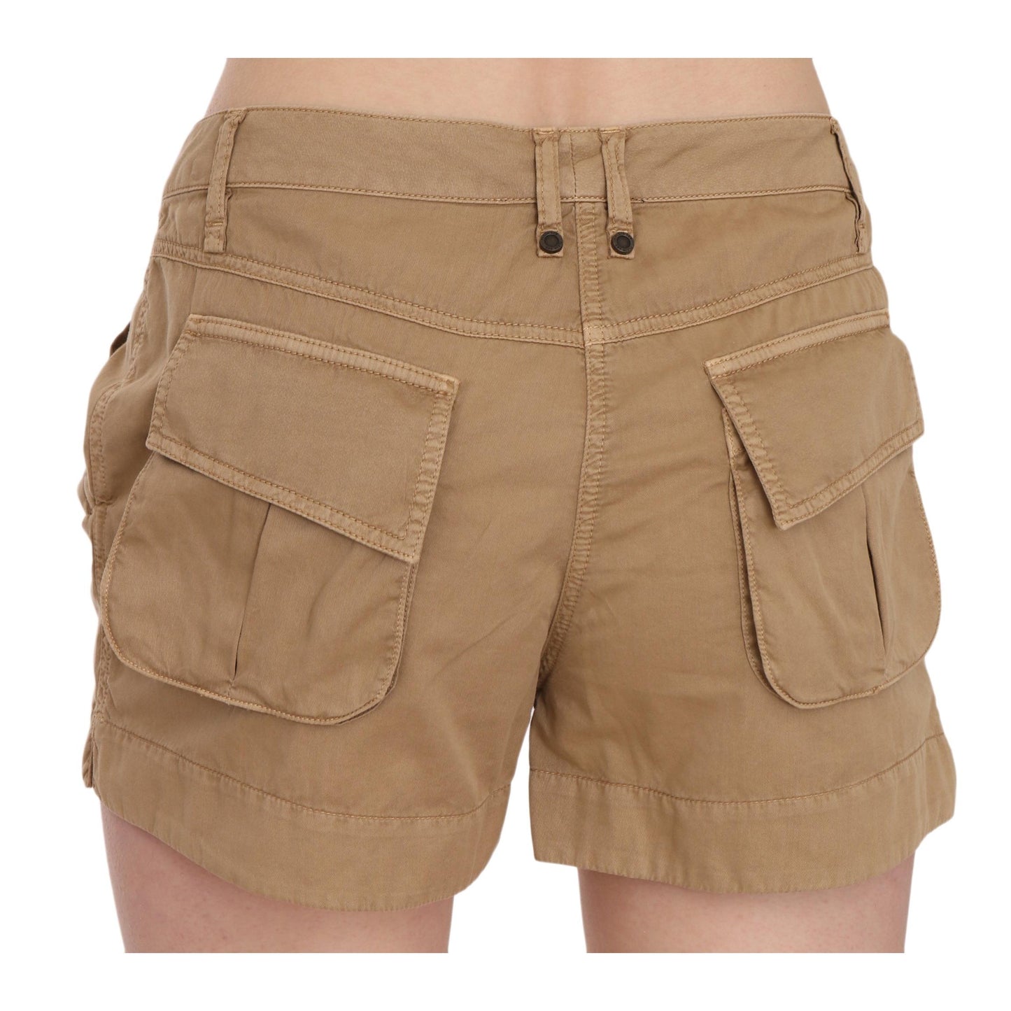 Brown Mid Waist 100% Cotton Mini Shorts