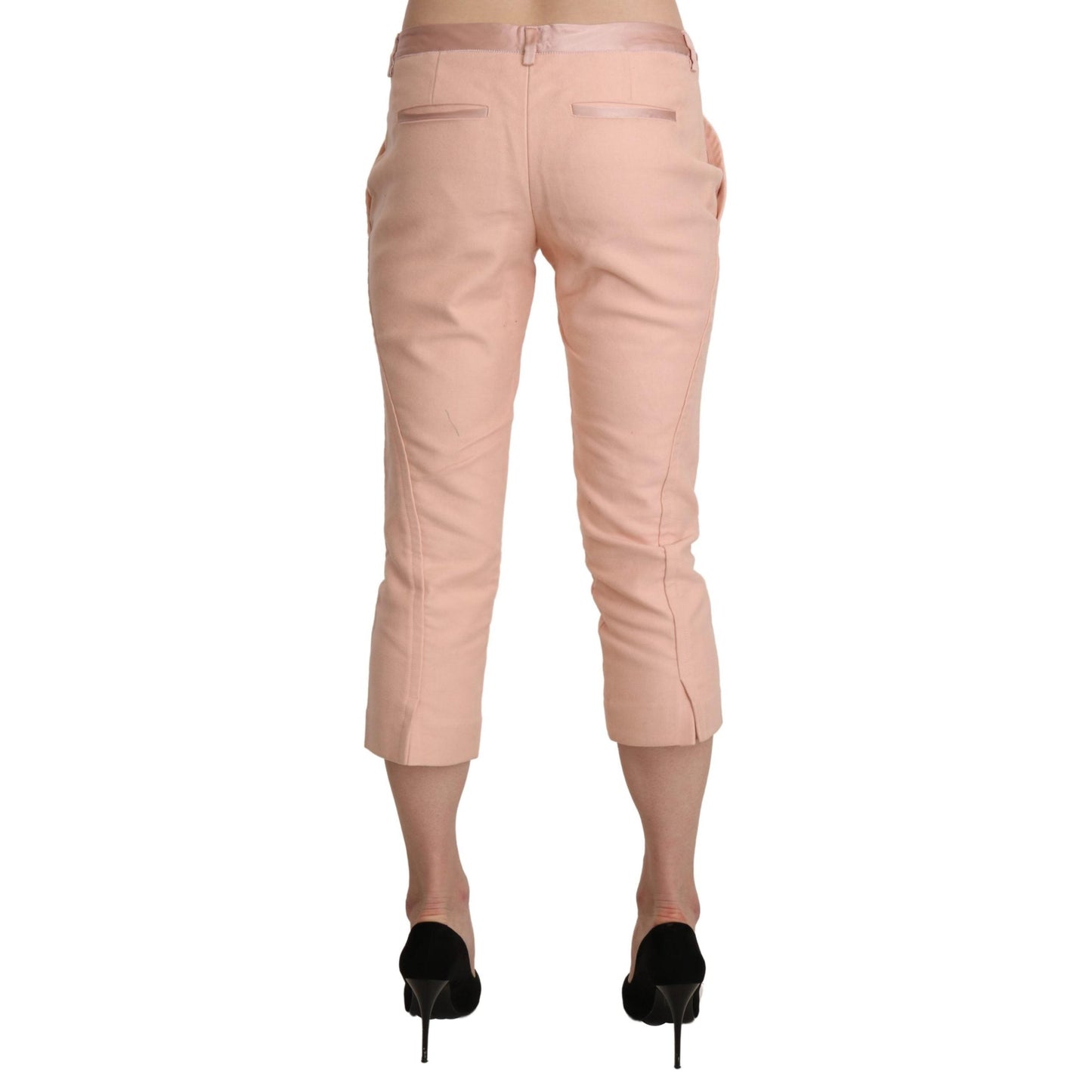 Pink Low Waist Skinny Cropped Capri Pants