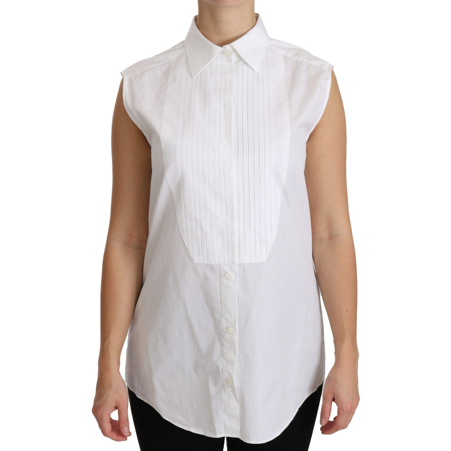 White Collared Sleeveless Polo Shirt Top