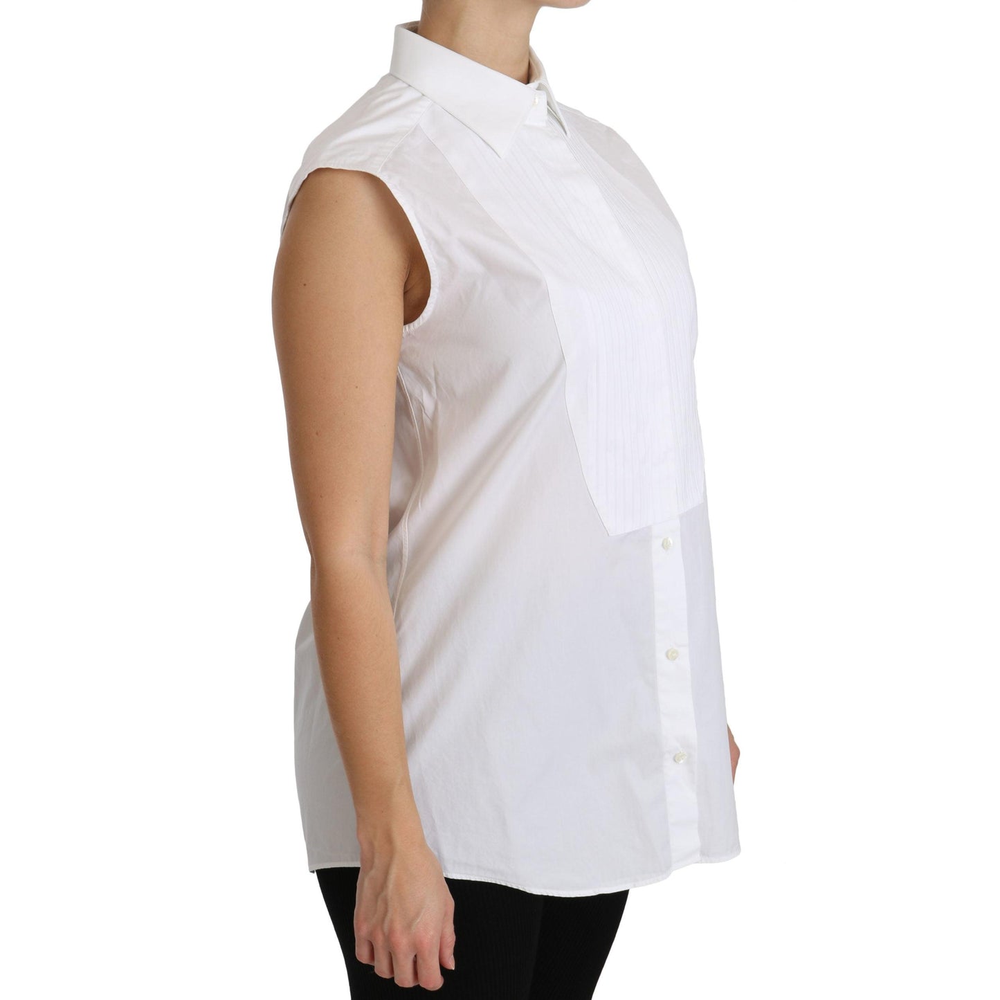 White Collared Sleeveless Polo Shirt Top