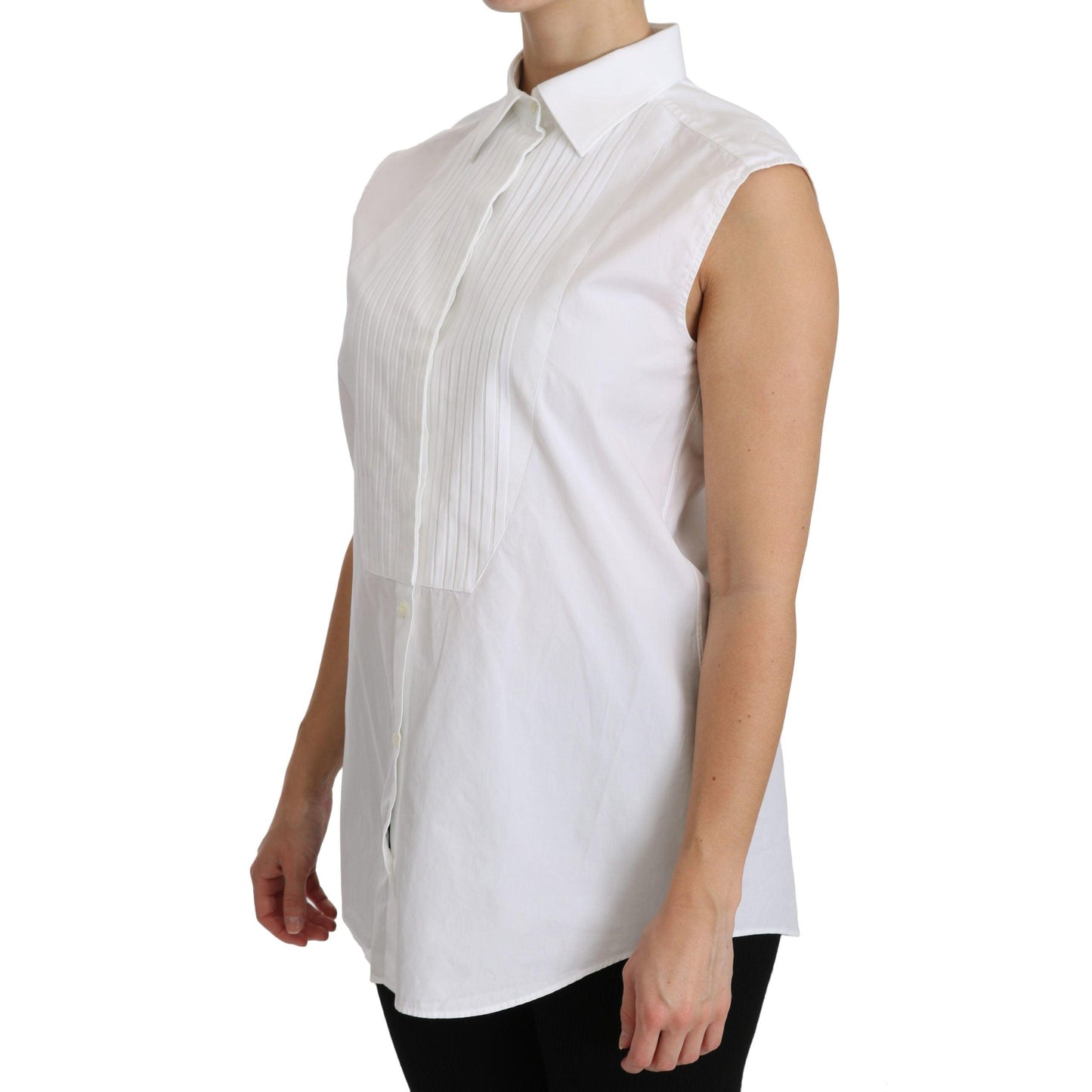 White Collared Sleeveless Polo Shirt Top
