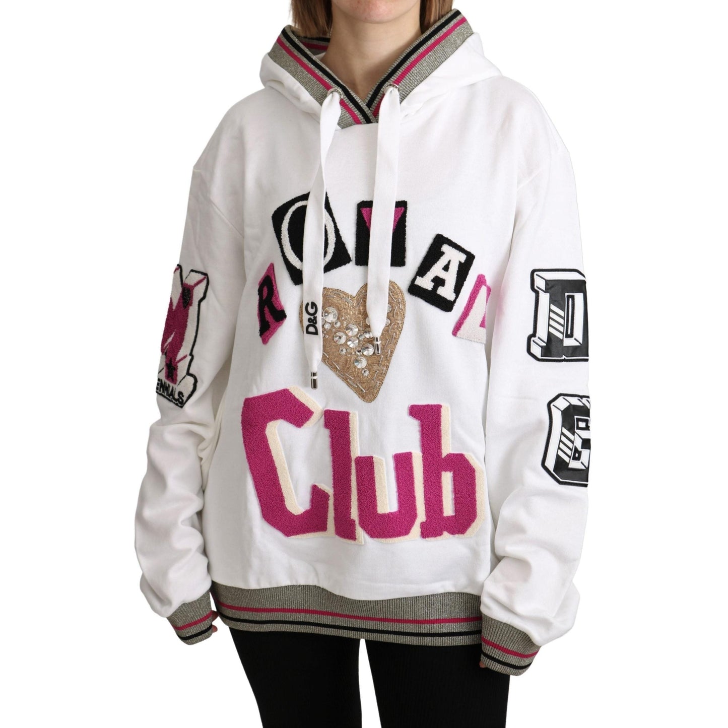 White Royal Club Hooded Crystal Sweater
