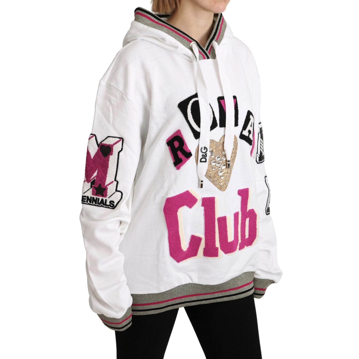 White Royal Club Hooded Crystal Sweater