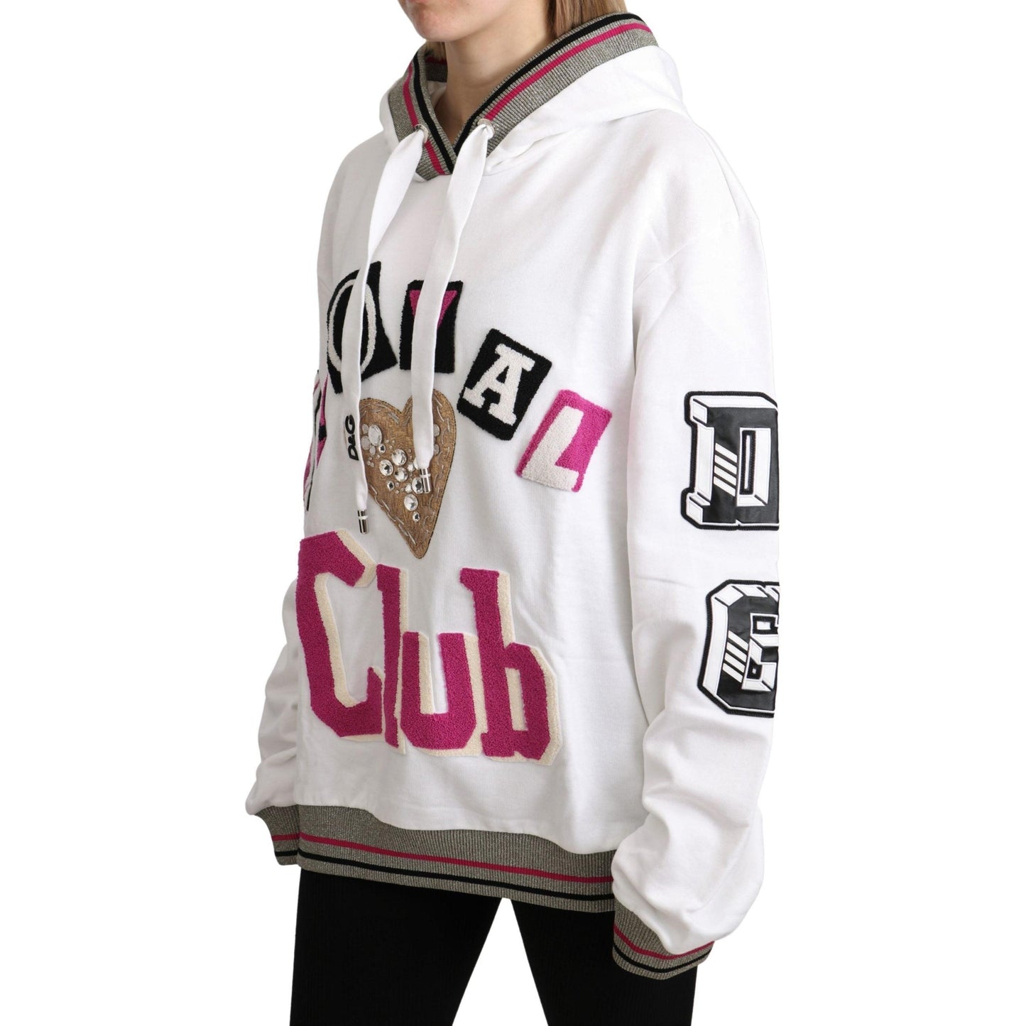 White Royal Club Hooded Crystal Sweater