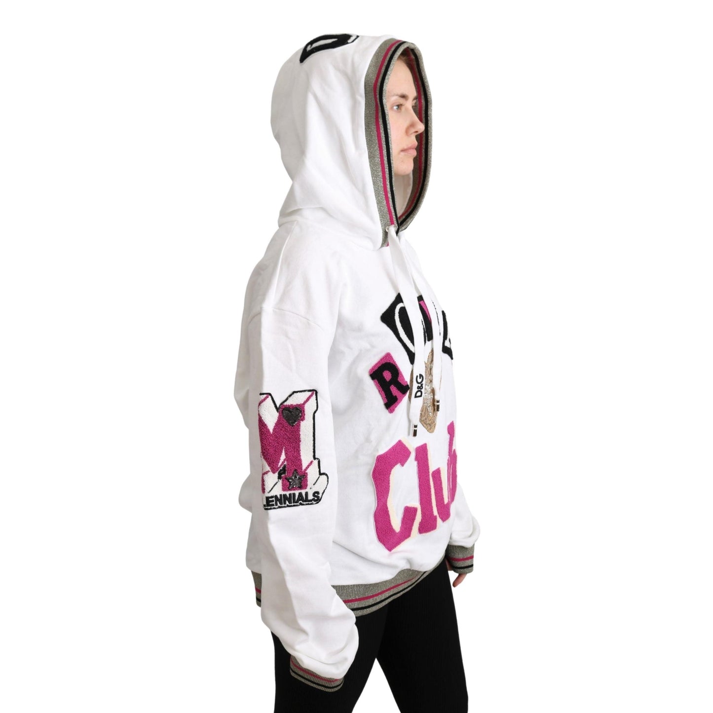 White Royal Club Hooded Crystal Sweater